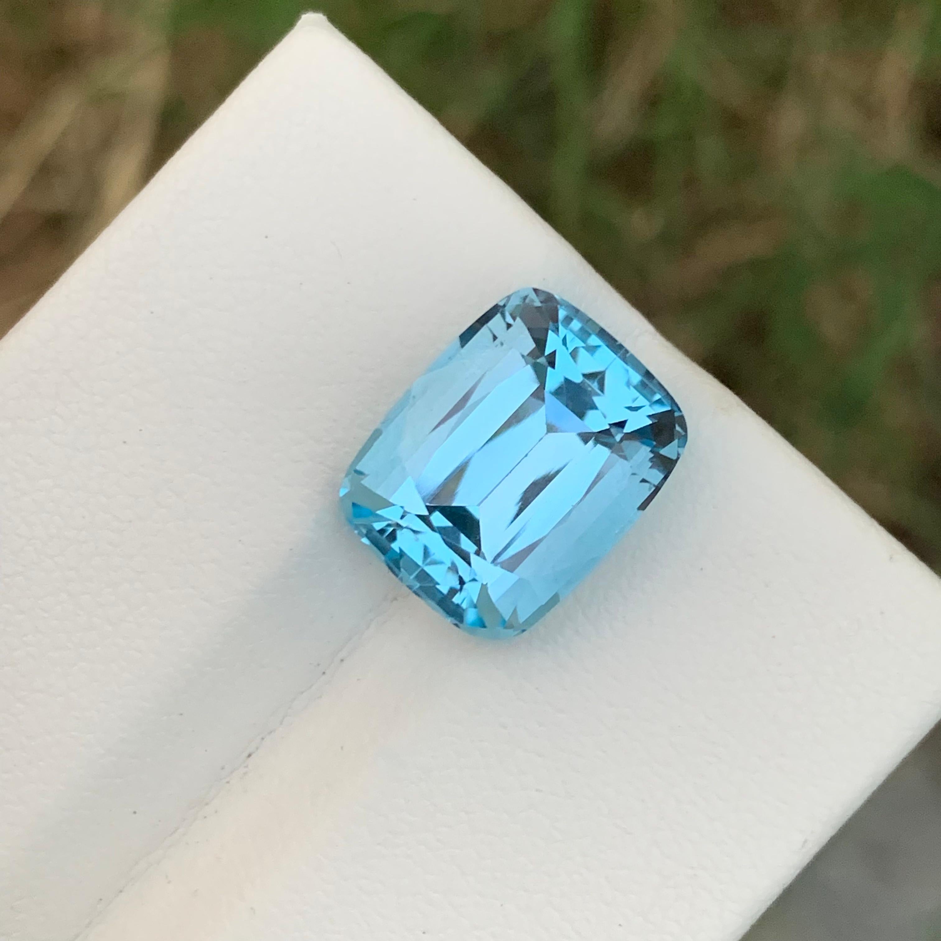 Gorgeous Clean Faceted Sky Blue Topaz 12 Carat From Brazil Mine Cushion Shape  For Sale 5