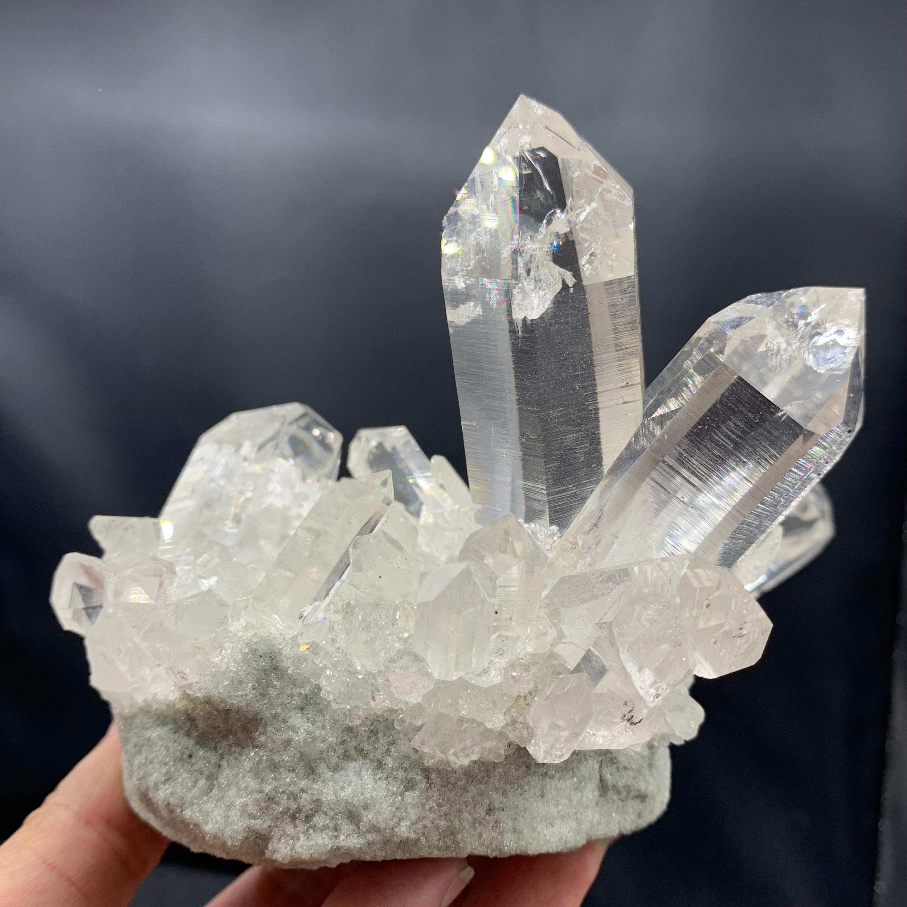 Gorgeous Cluster Of Quartz Crystals Shooting Out Of Matrix From India In Good Condition For Sale In Peshawar, PK