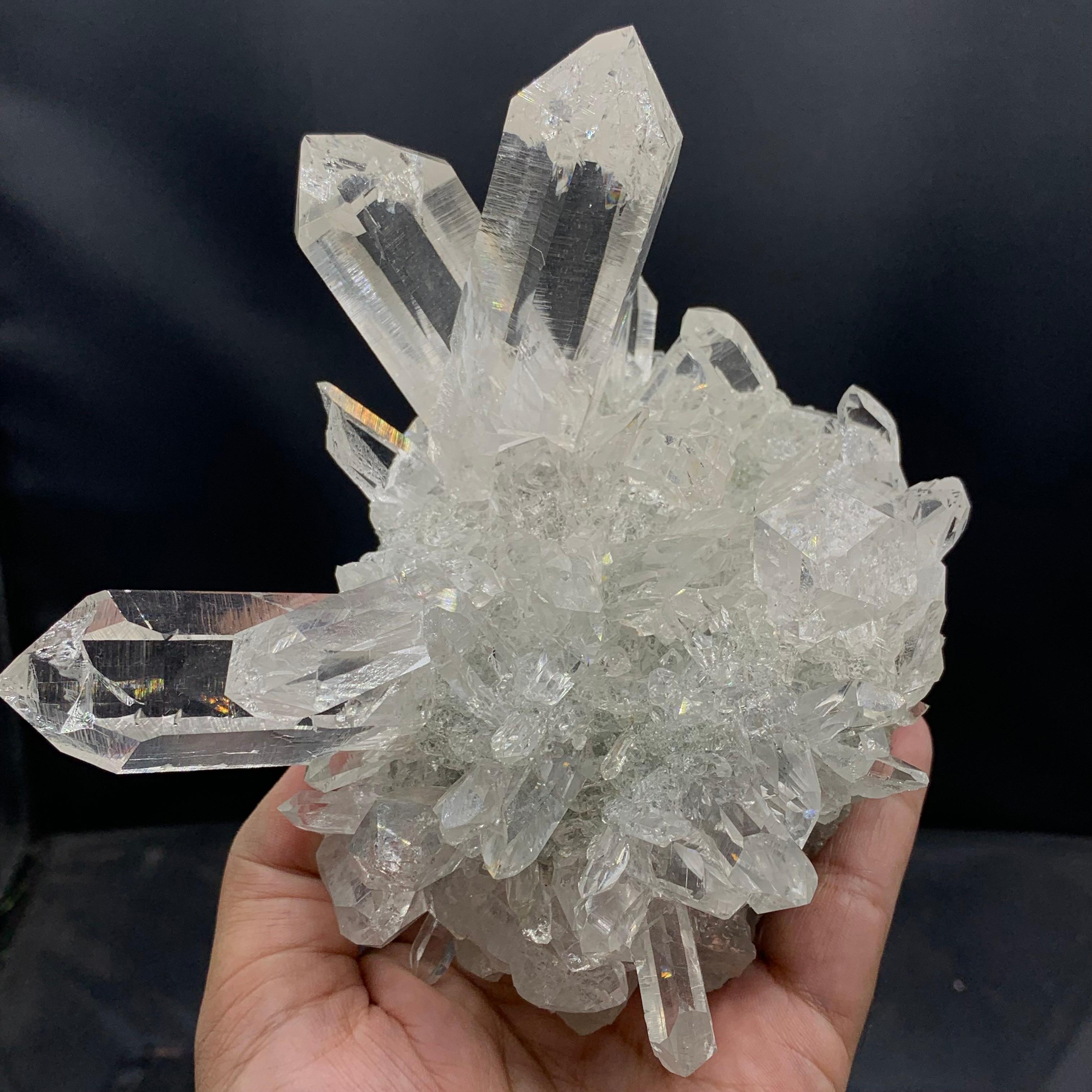 Contemporary Gorgeous Cluster Of Quartz Crystals Shooting Out Of Matrix From India For Sale