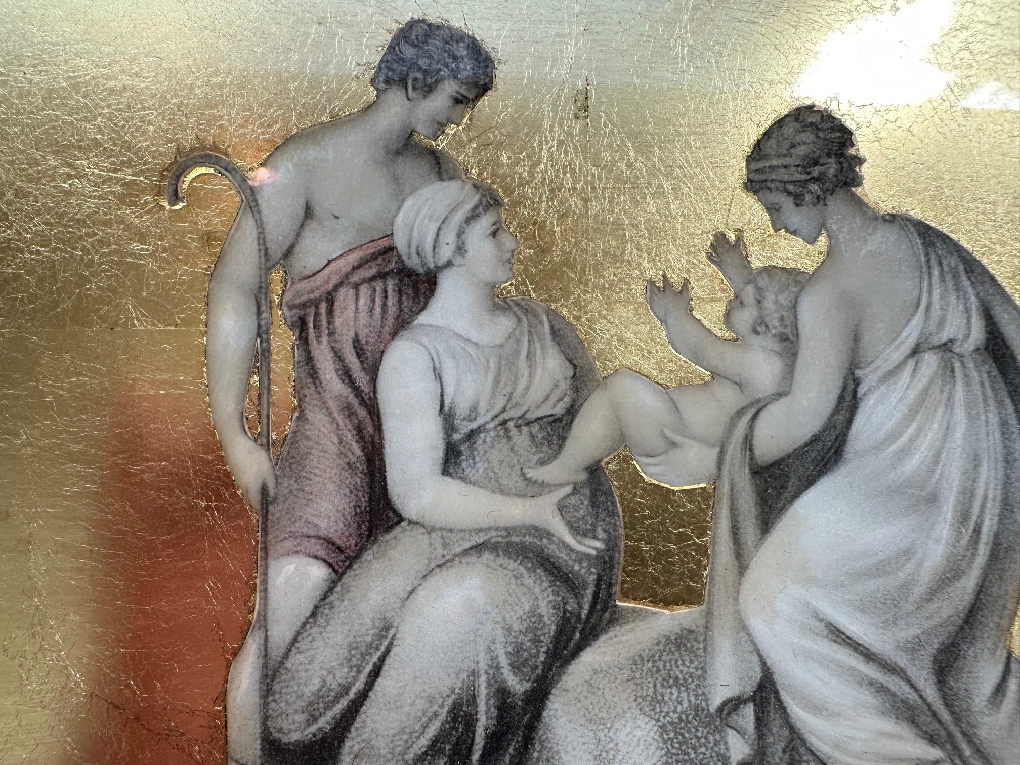 Greco classico Splendida collezione di 4 scene figurative classiche decoupate con foglie d'oro in vendita