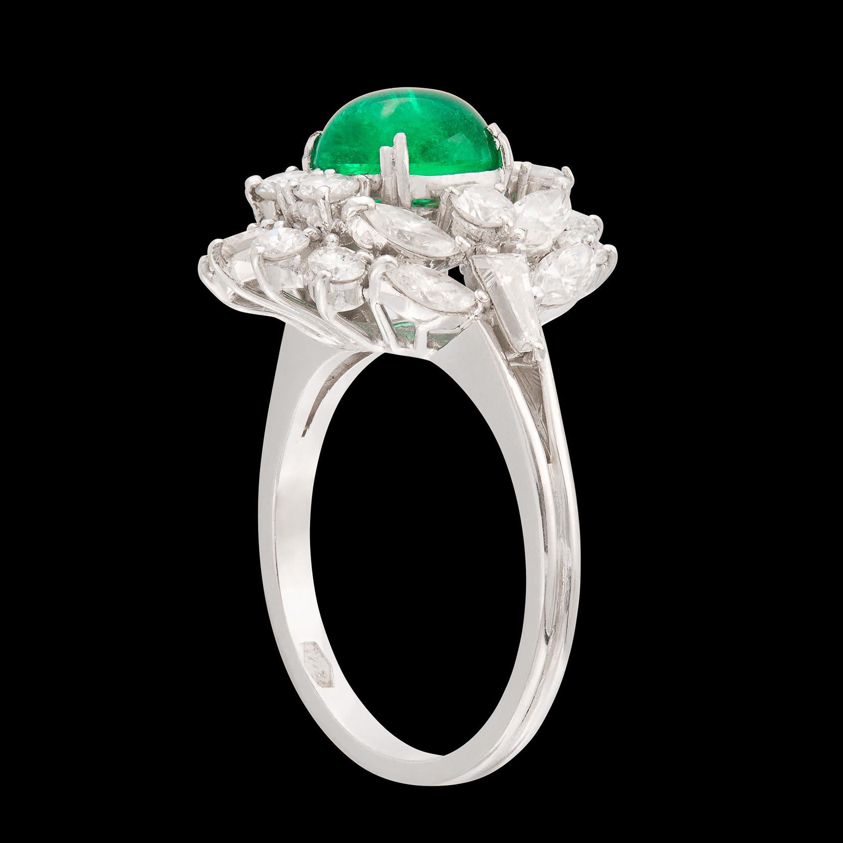Splendido anello con smeraldo e diamanti colombiani in vendita 1