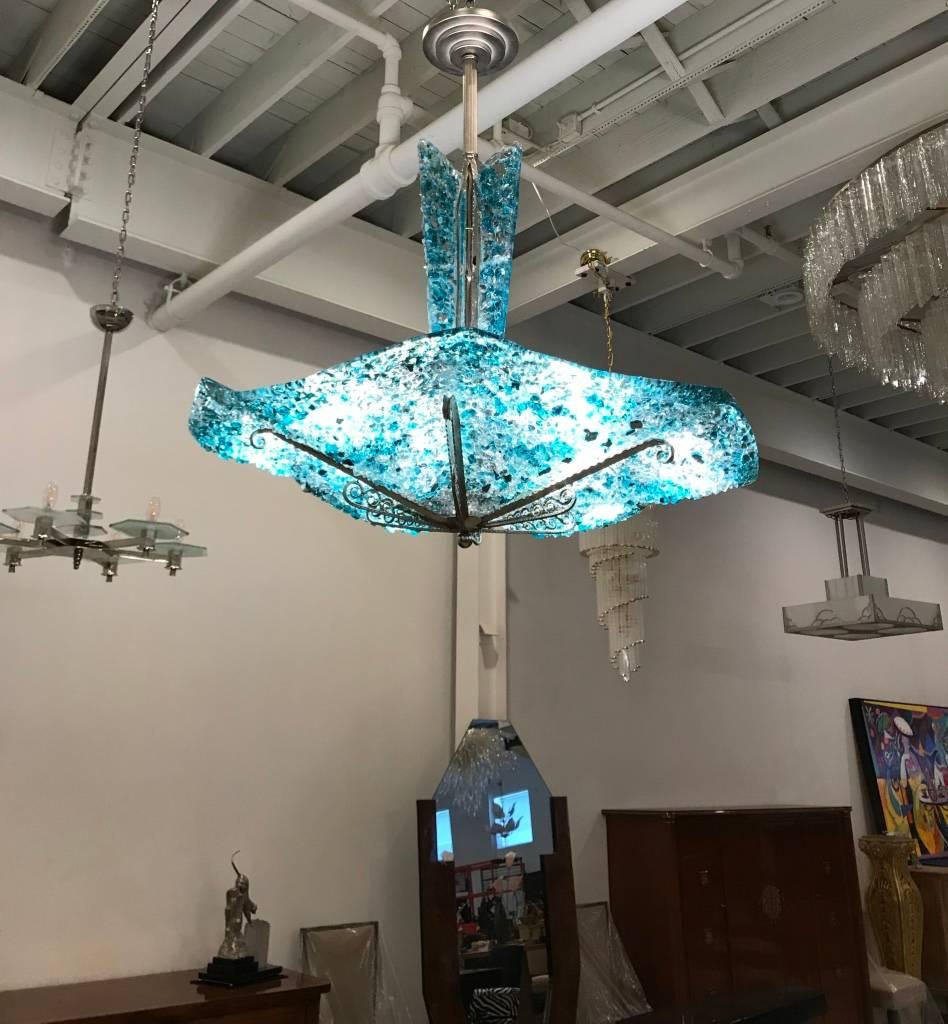 Gorgeous Contemporary Rock Crystal Glass Chandelier By Designer John Denis  For Sale 5