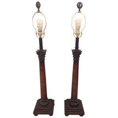 Gorgeous Corinthian Column Neoclassical Style Pair of Table Lamps