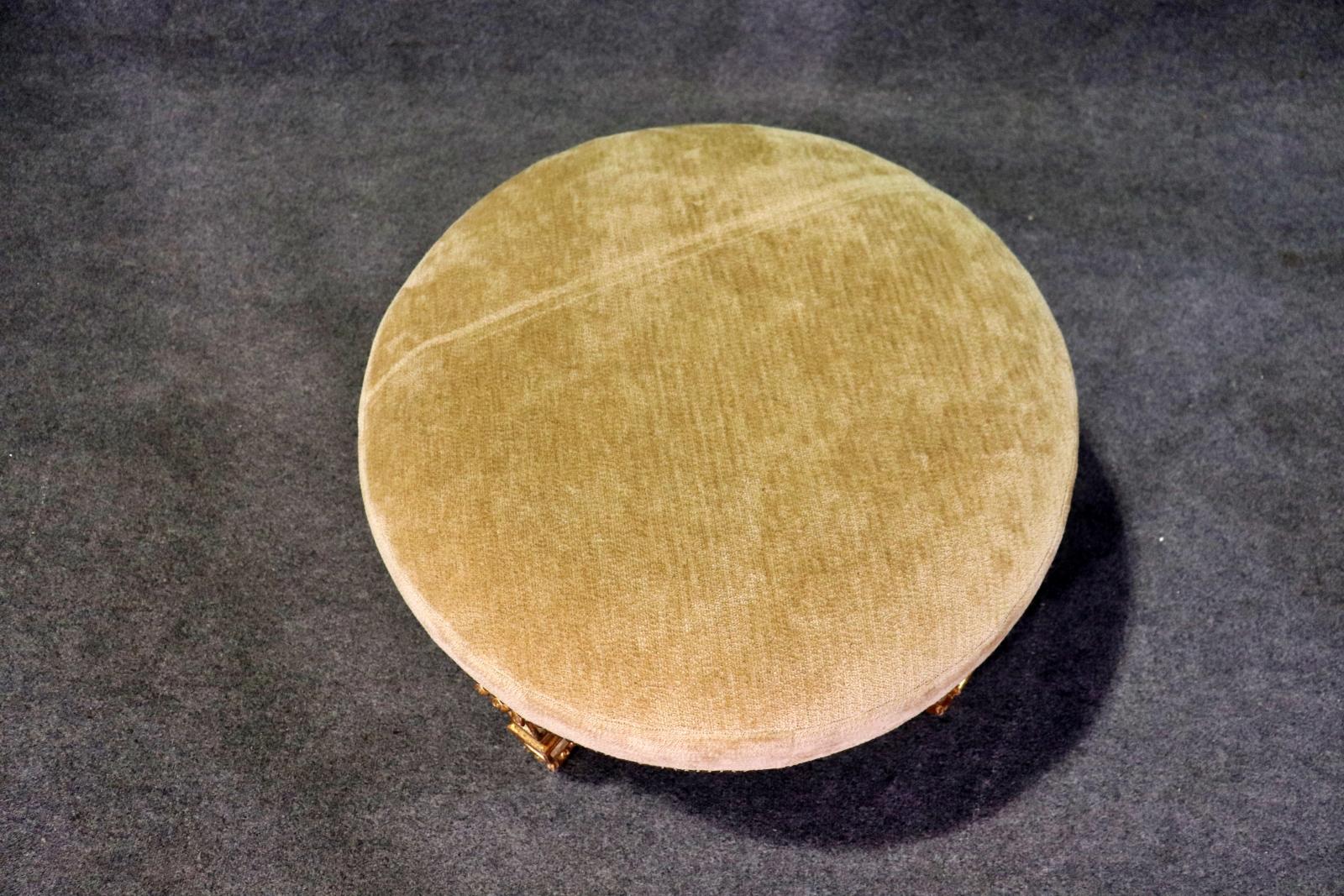 Mid-20th Century Gorgeous Creme Painted and Gilded French Directoire Style Round Bench Stool 