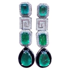 Splendidi orecchini con smeraldi e diamanti dello Zambia da 13, 79 ct.