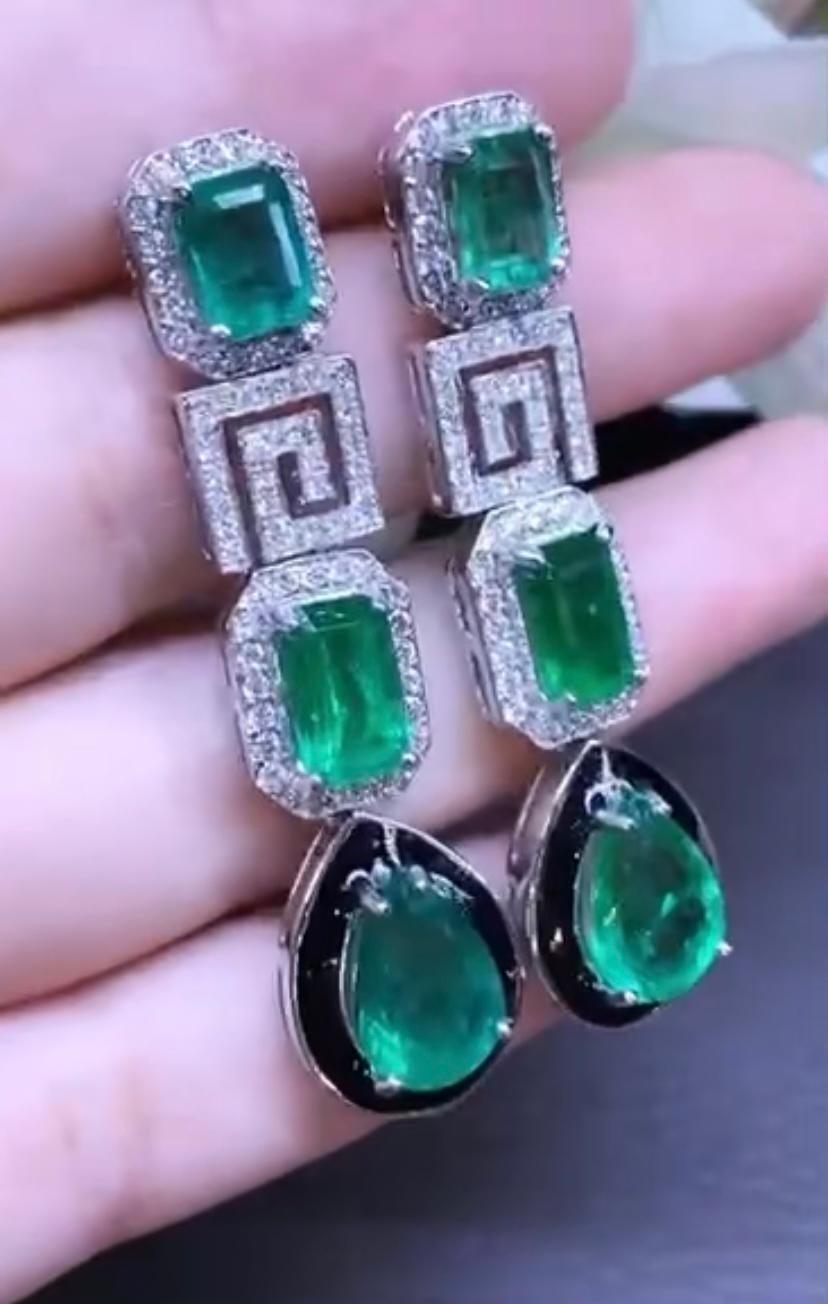 Wunderschöne Ct 13,79 von Zambia Smaragden und Diamanten auf Ohrringen im Zustand „Neu“ im Angebot in Massafra, IT