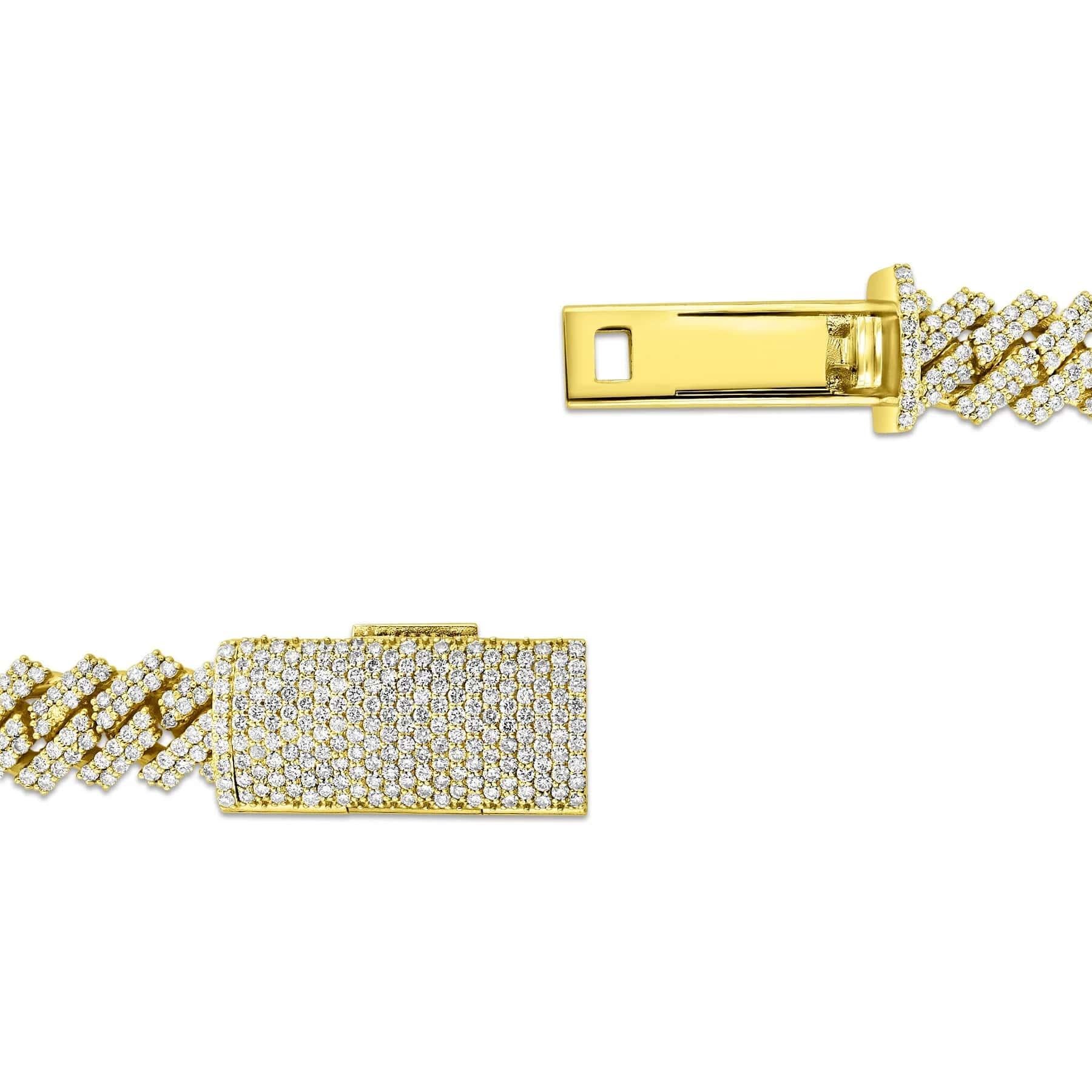 Moderne Bracelet cubain en or jaune 14 carats avec diamants taille ronde en vente