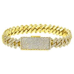 Cuban-Armband aus 14 Karat Gelbgold mit Diamanten im Rundschliff