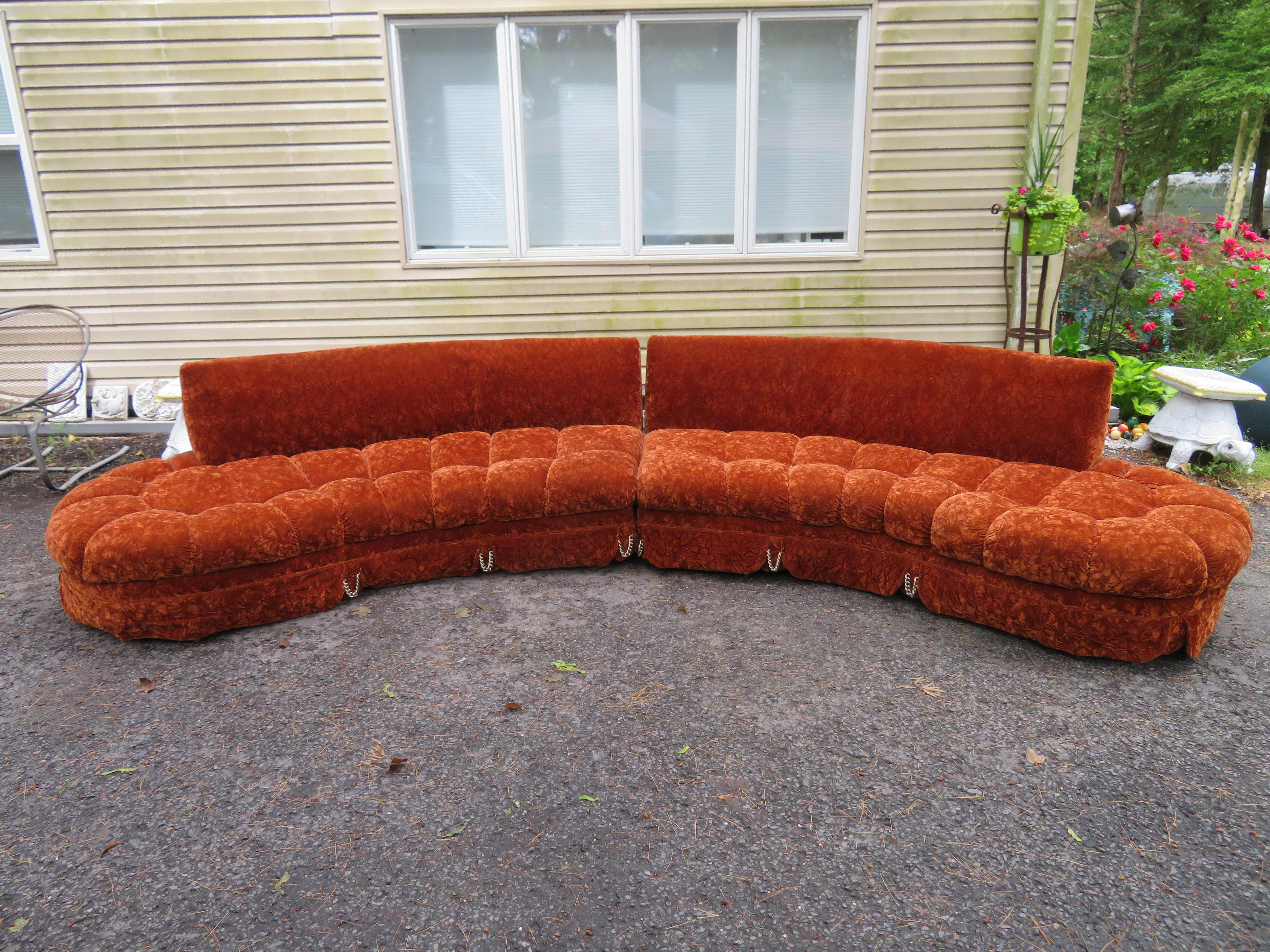 Gorgeous Curved Serpentine Two-Piece Adrian Pearsall Style Sectional Sofa 6