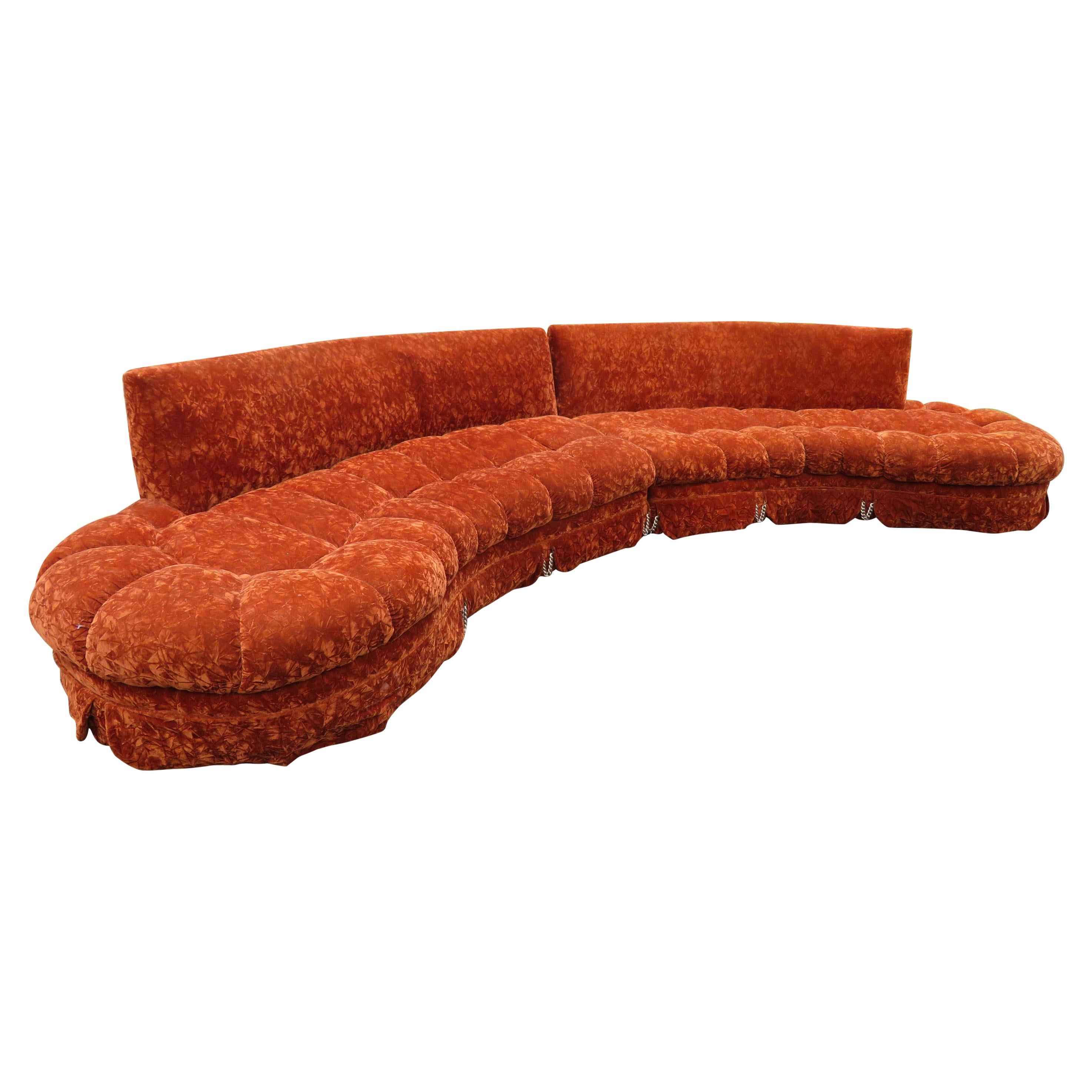 Gorgeous Curved Serpentine Two-Piece Adrian Pearsall Style Sectional Sofa