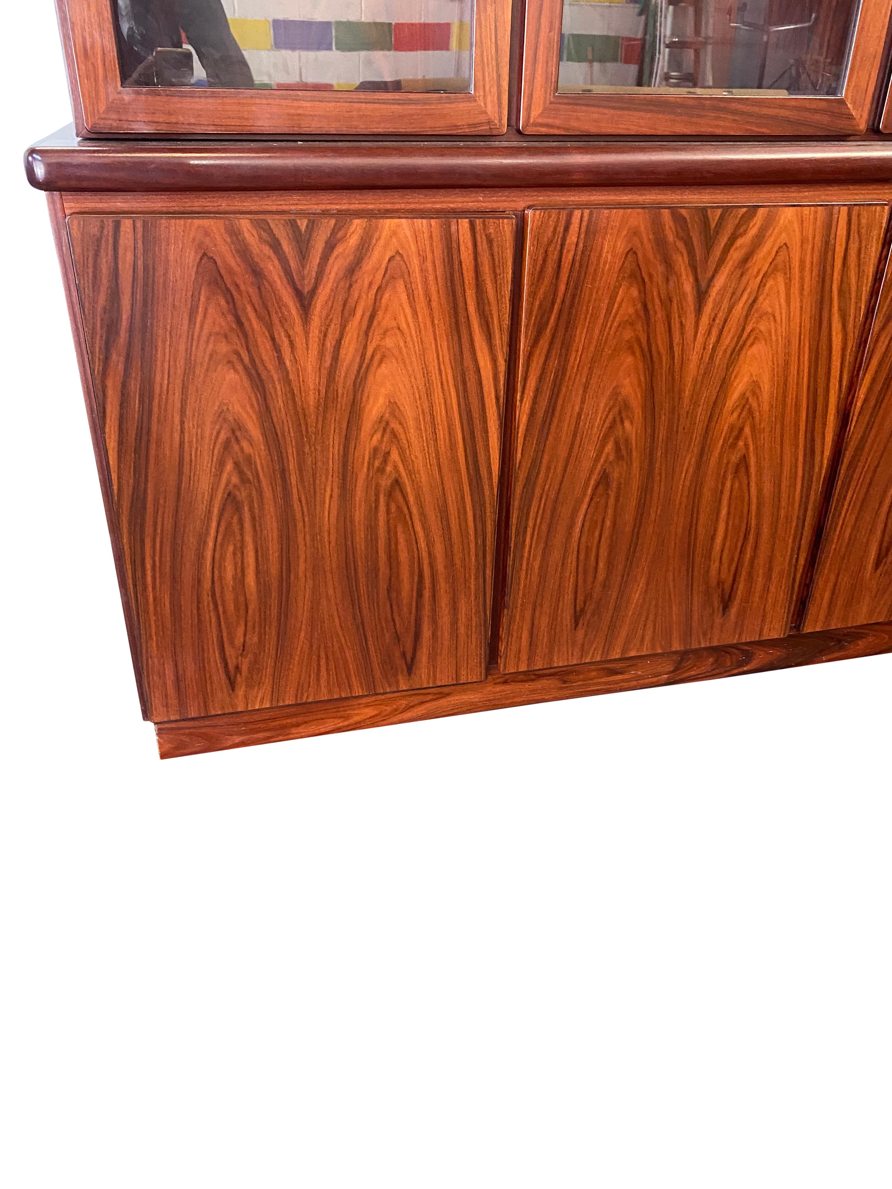 Mid-Century Modern Gorgeous Danish Modern Rosewood Credenza and Hutch/China Cabinet by Rasmus