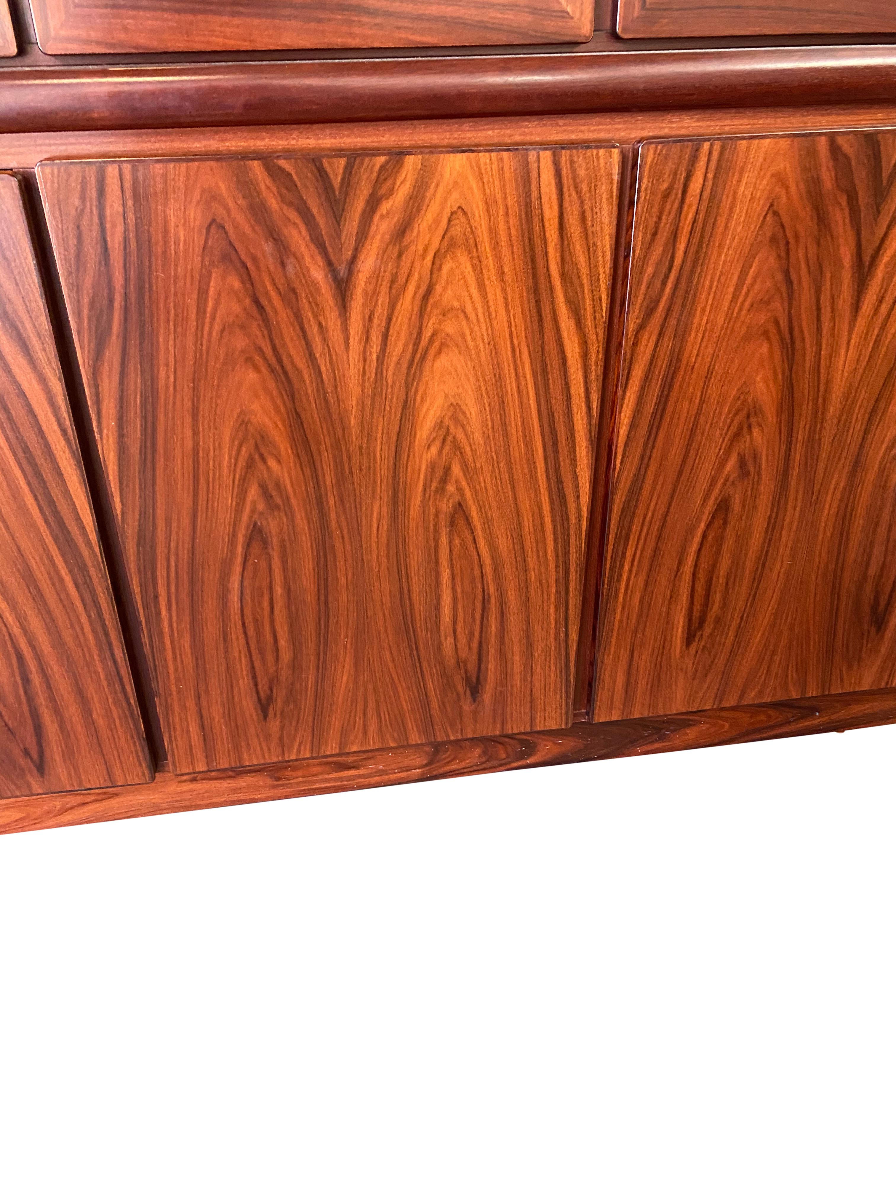 20th Century Gorgeous Danish Modern Rosewood Credenza and Hutch/China Cabinet by Rasmus
