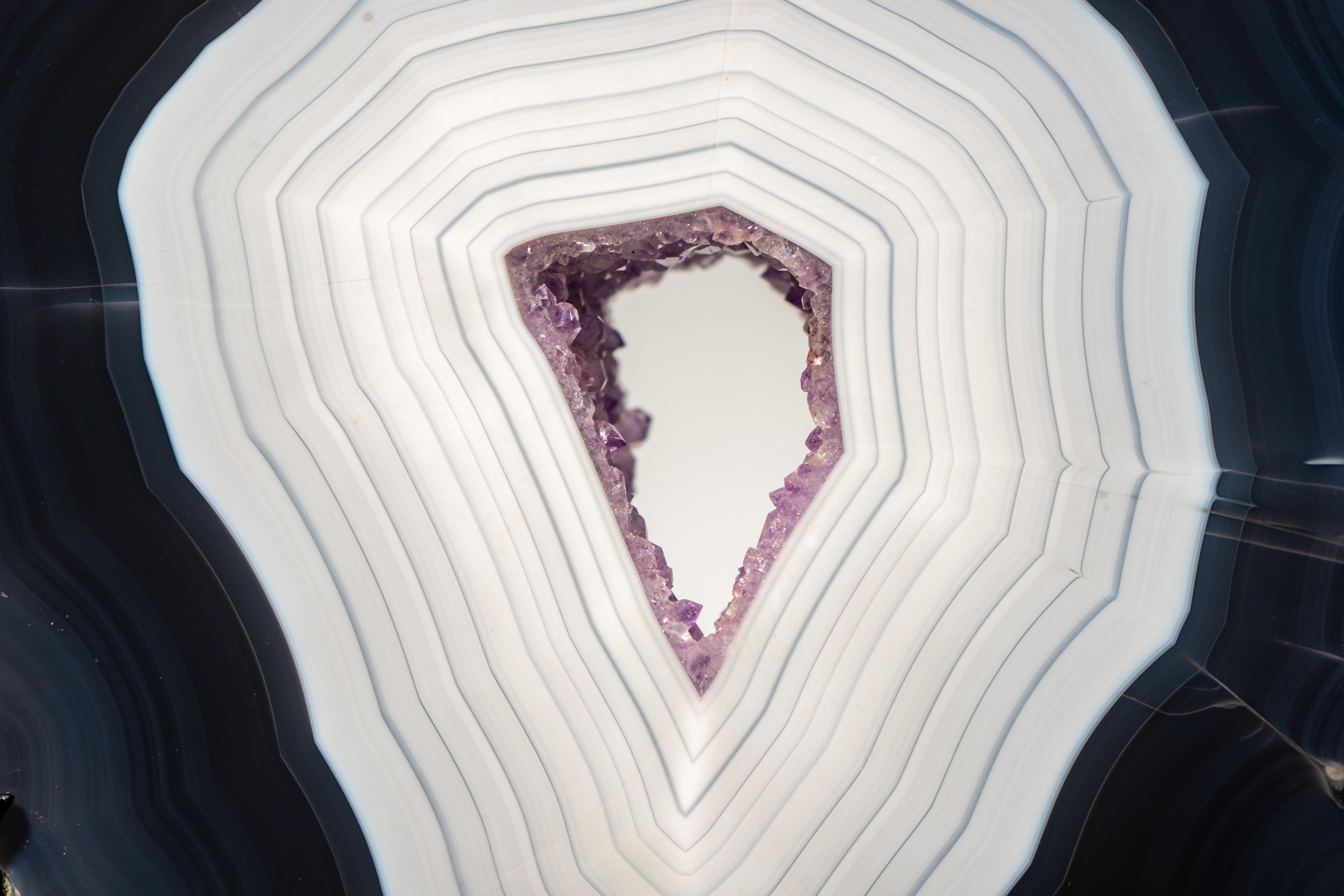 Crystal Gorgeous Dark Blue & White Lace Agate Geode For Sale