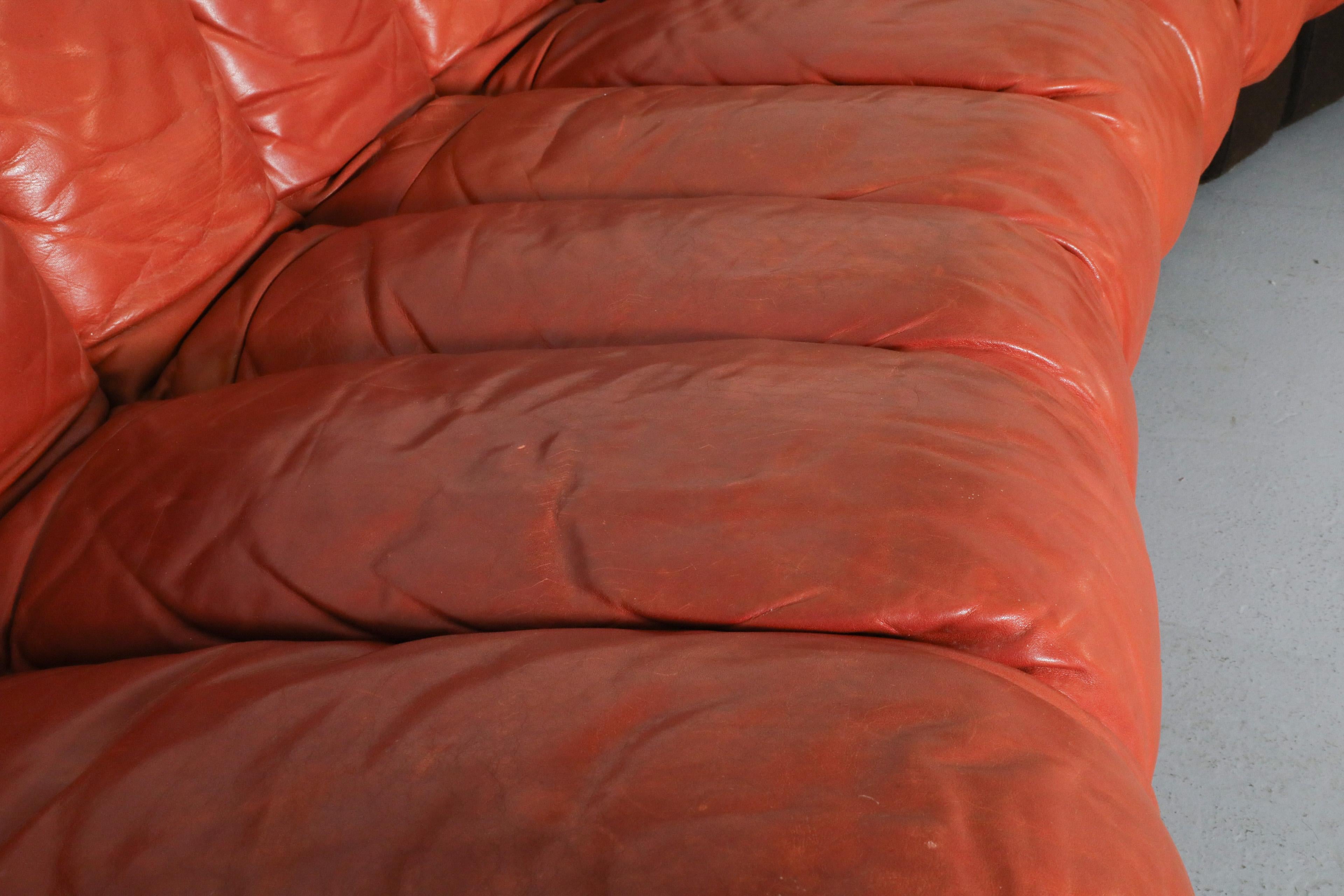 Magnifique canapé sectionnel DS600 « Non- Stop » De Sede 20 pièces, cuir orange brûlé en vente 9