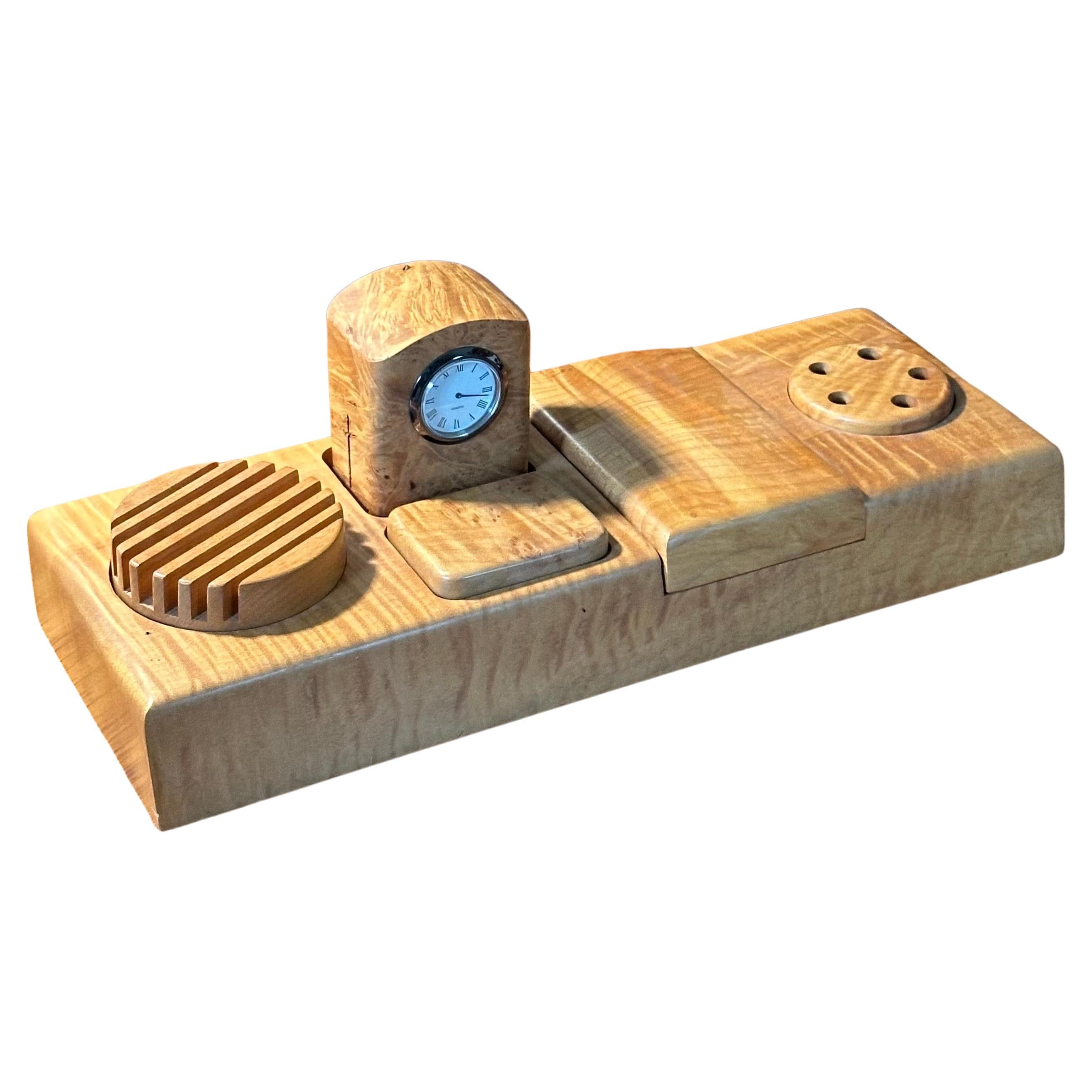 Gorgeous Desk Set in Maple Burlwood by Michael Elkan