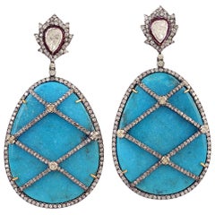 Gorgeous Diamond and Turquoise Dangle Earring