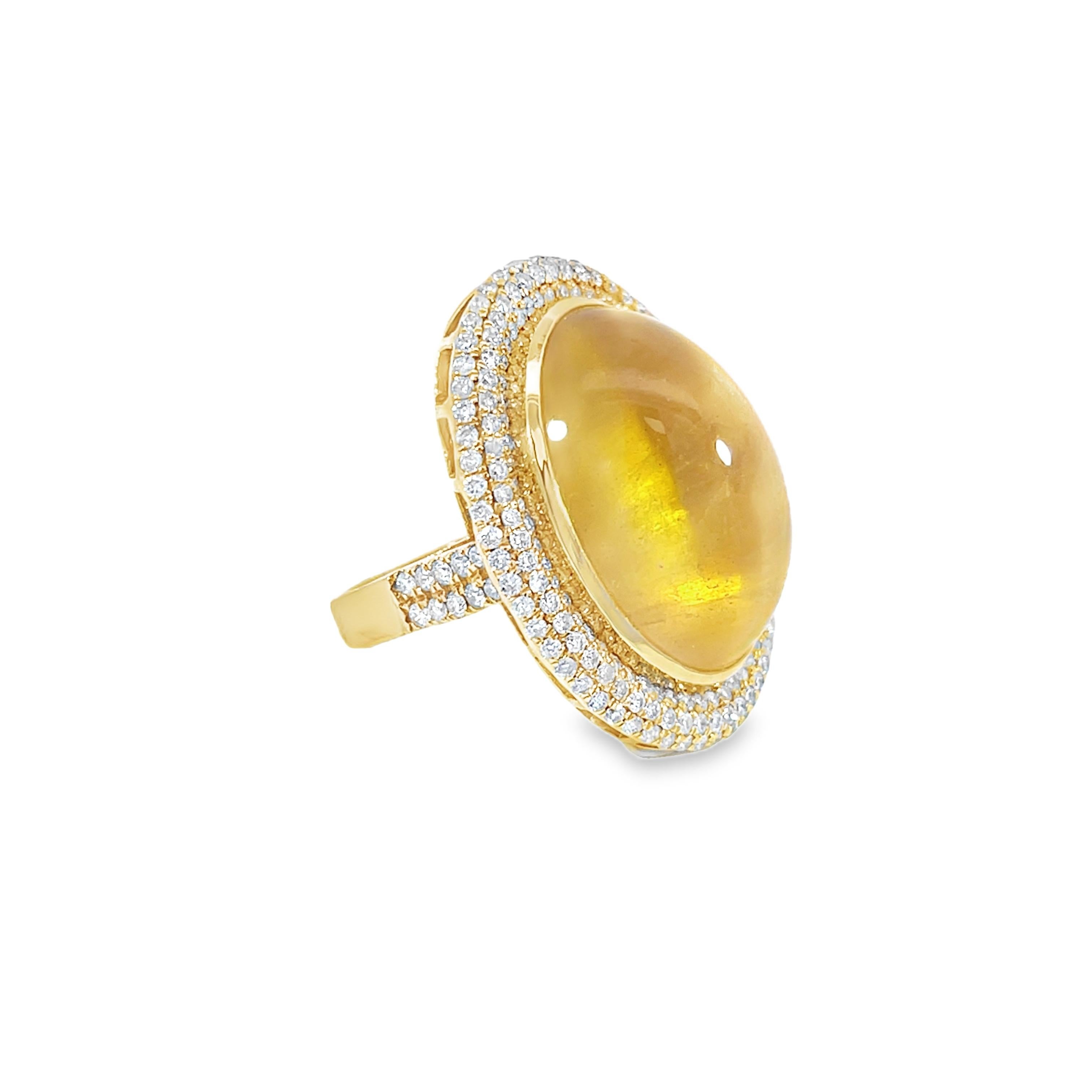 Mixed Cut Gorgeous Diamond and Yellow Aquamarine Ring For Sale