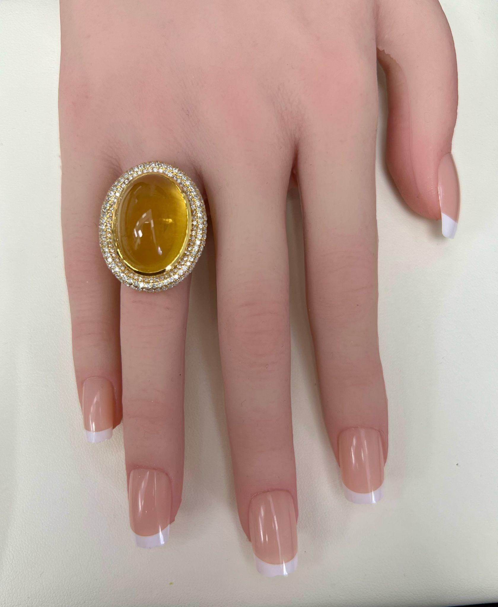 Gorgeous Diamond and Yellow Aquamarine Ring For Sale 2