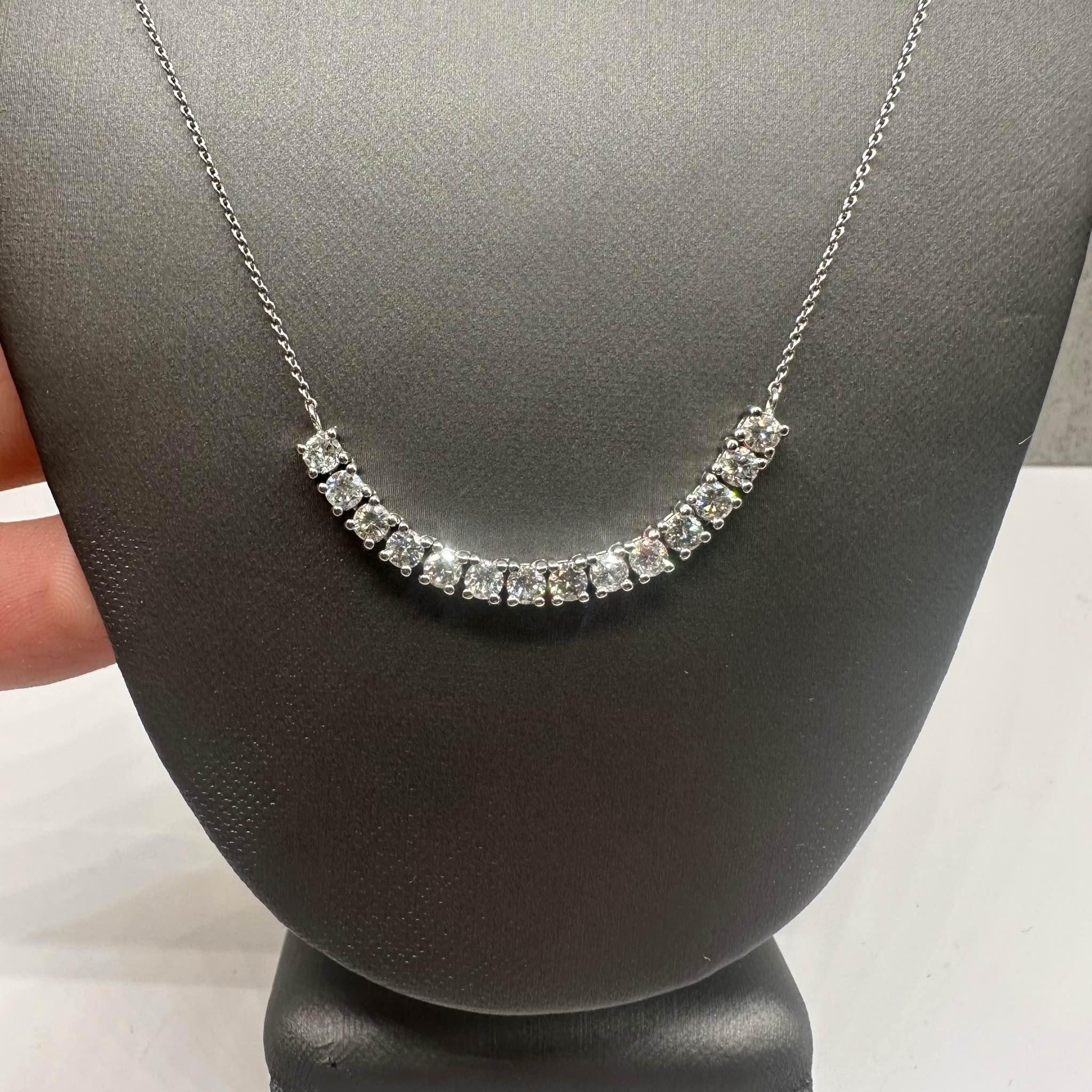 Precioso Collar de Diamantes en Oro Blanco de 14kt - 1.4ctw Diamantes Naturales, 18