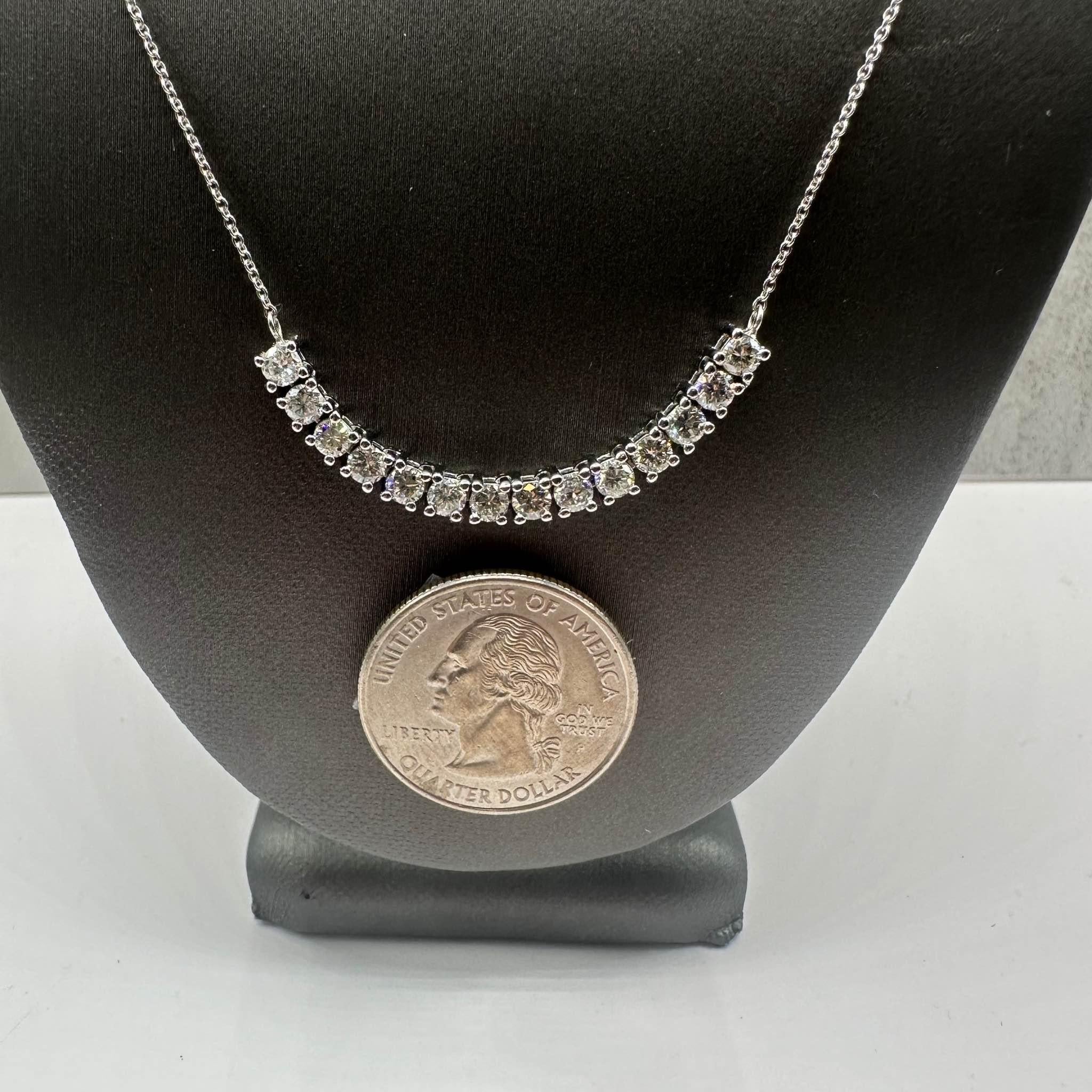 Precioso Collar de Diamantes en Oro Blanco de 14kt - 1.4ctw Diamantes Naturales, 18