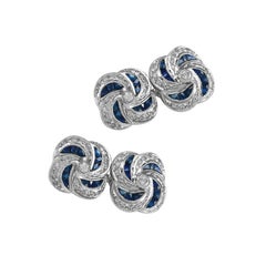 Sophia D. Blue Sapphire and Diamond Cufflinks in Platinum