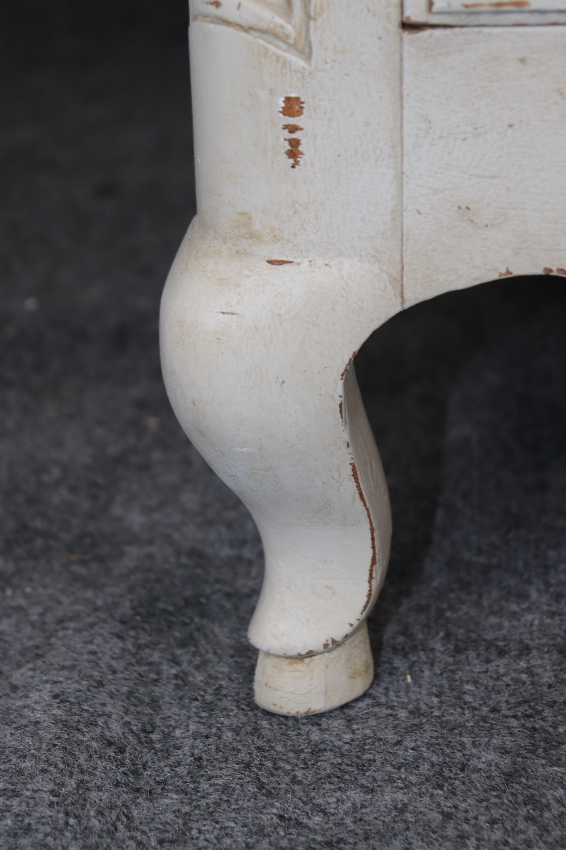 Gorgeous Distressed Creme Paint Decorated Louis XV Commode Dresser Circa 1930s For Sale 5