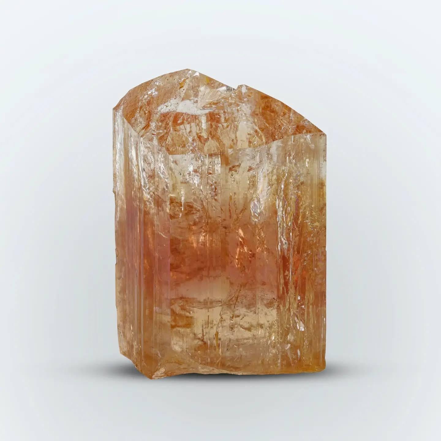 Dim: H: 4.4 x W: 2.5 x D: 2.2 cm 

Wt: 66 g

Specimen Type: Double terminated Topaz with luster 

Treatment: None 

Color: Peach brown 




Nestled within the rugged terrain of Pakistan lies a breathtaking treasure of nature: a magnificent