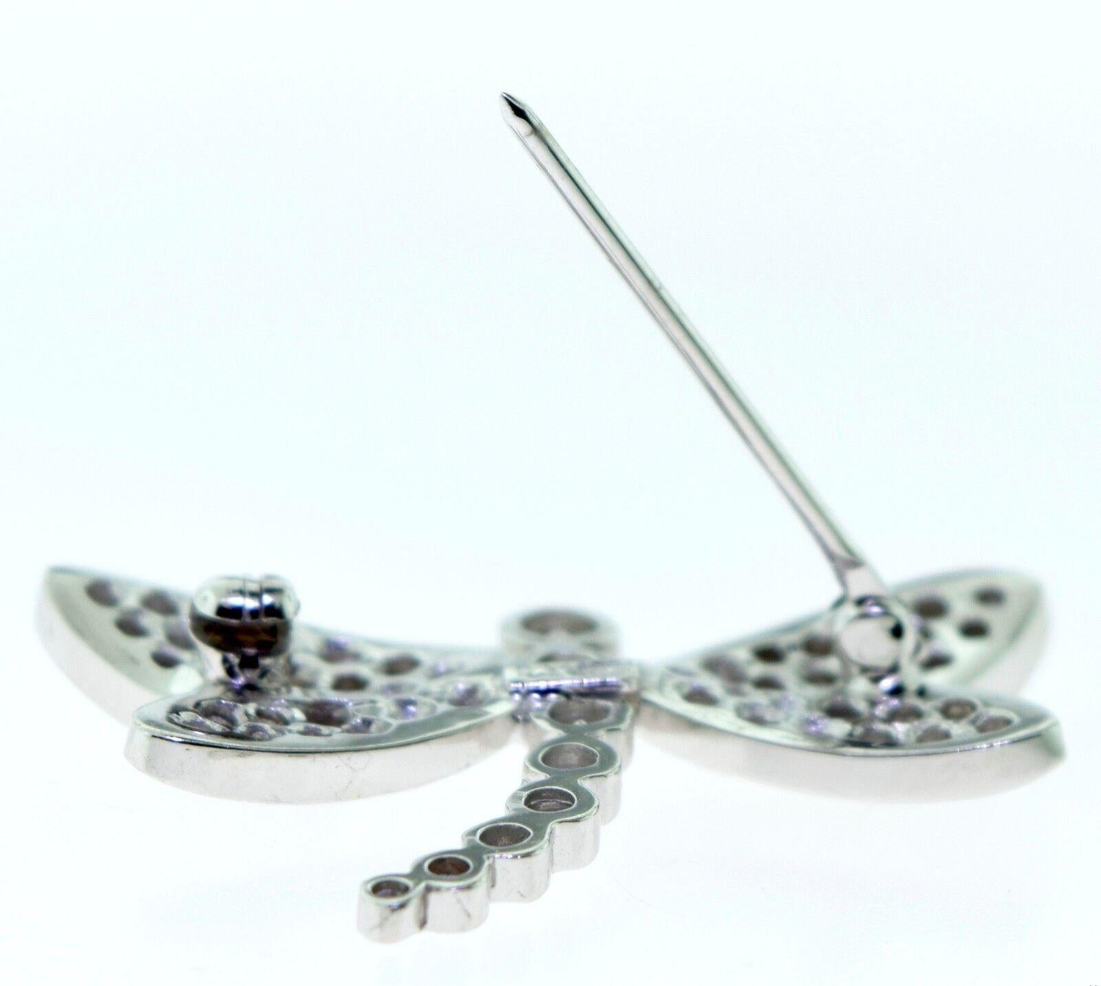 Round Cut Gorgeous Dragonfly Diamond Brooch/Pin 1.5 TCW For Sale