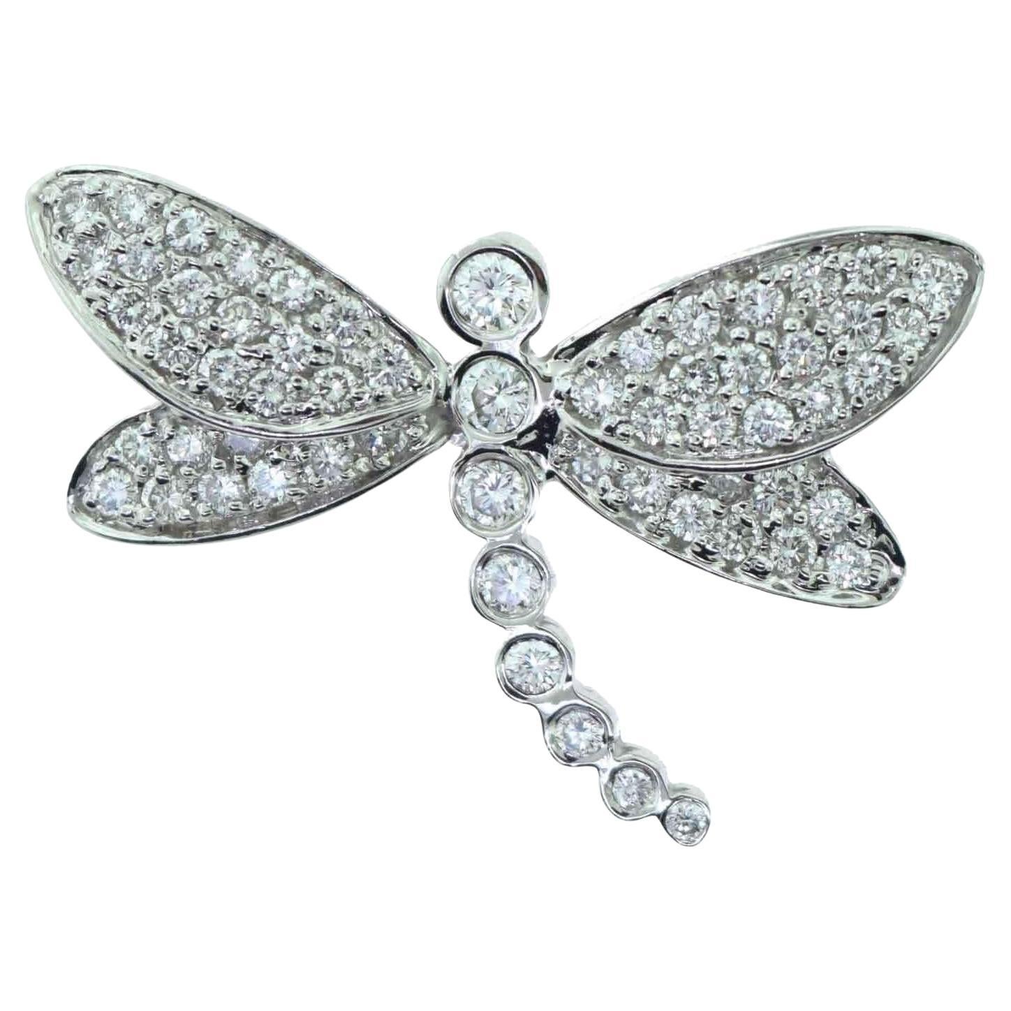 Precioso broche/alfiler de diamantes libélula 1,5 TCW