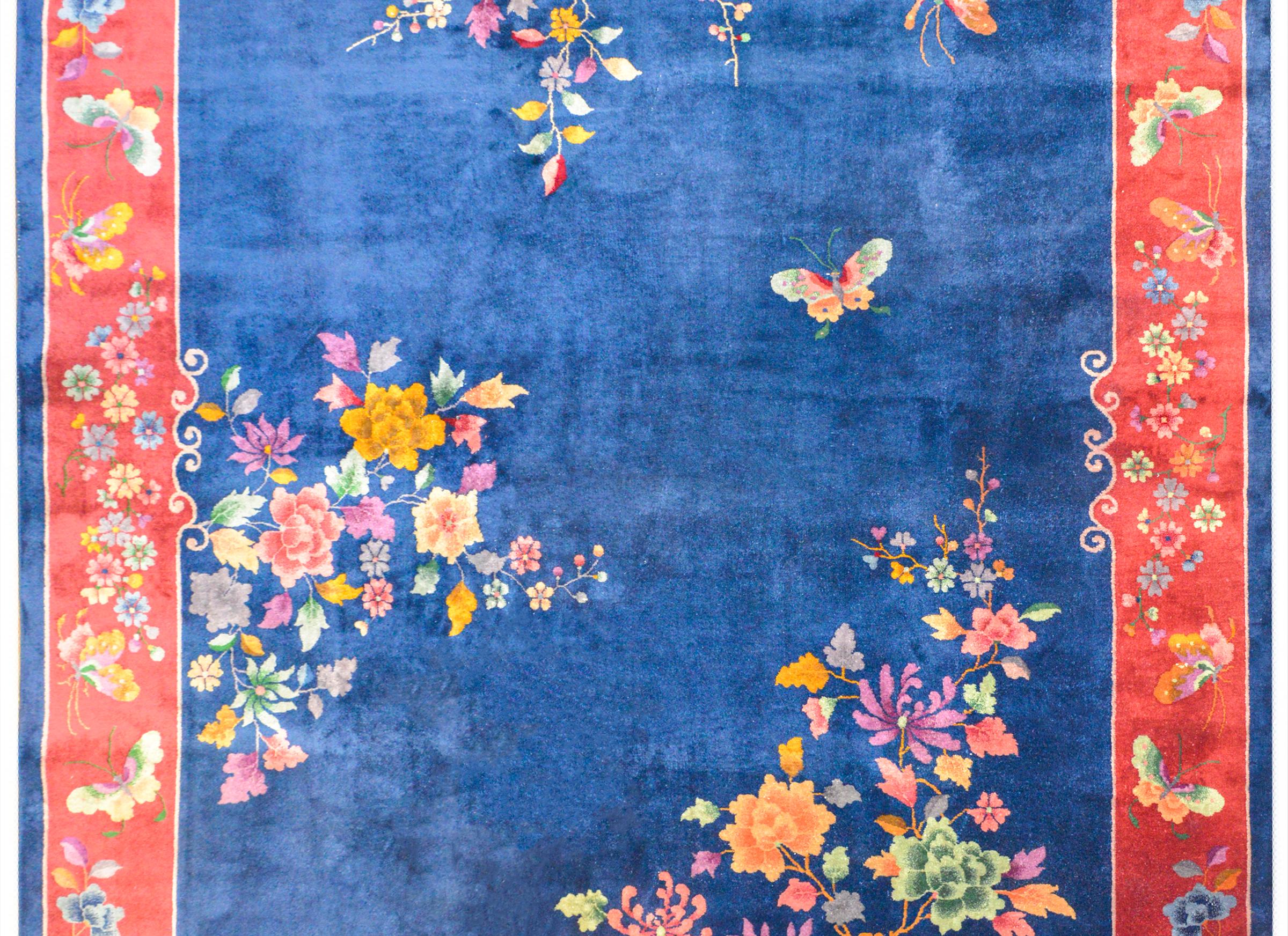 Vegetable Dyed Gorgeous Early 20th Century Chinese Art Deco Rug