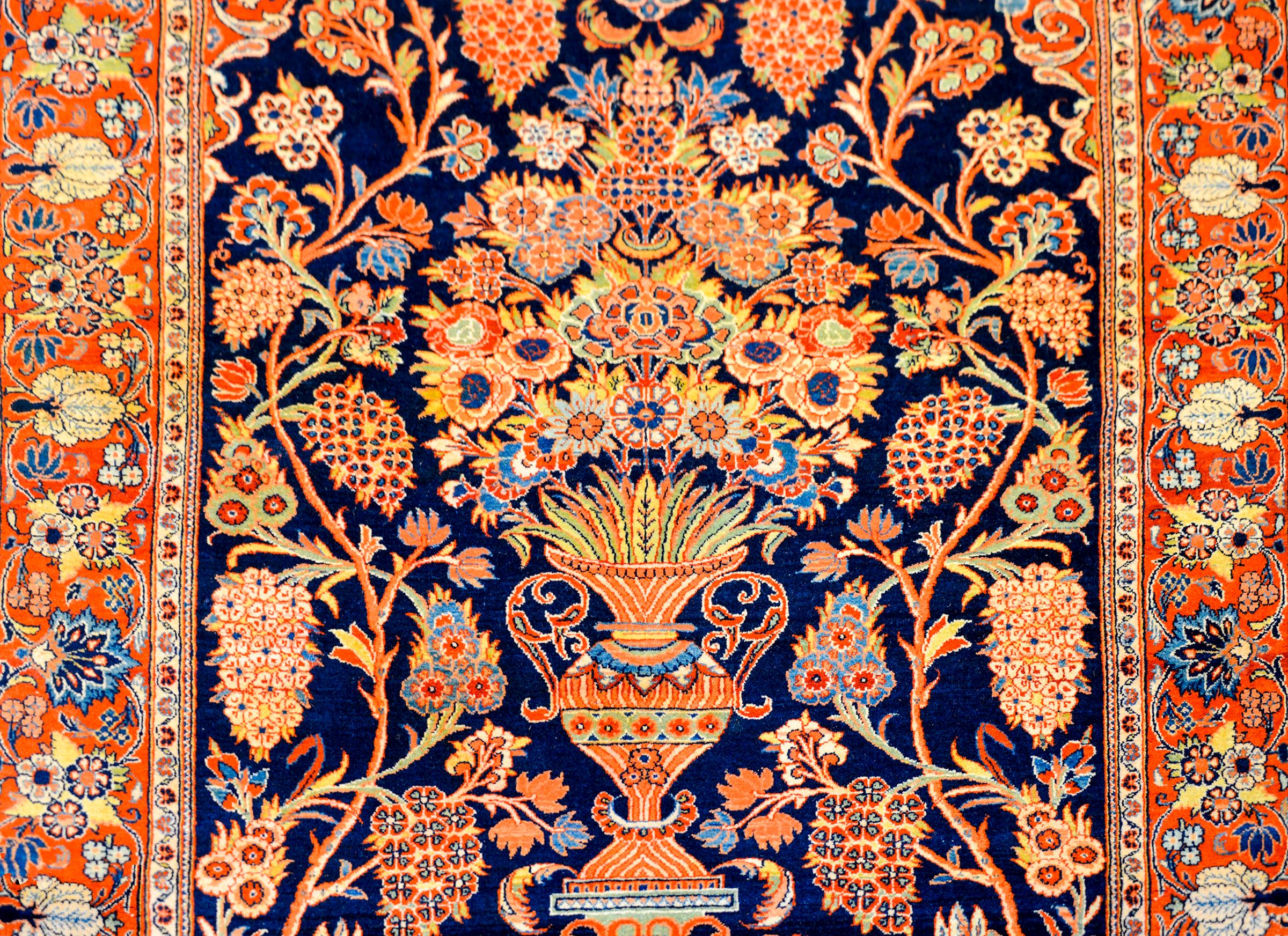 Splendido tappeto da preghiera Kashan dei primi del Novecento In condizioni buone in vendita a Chicago, IL