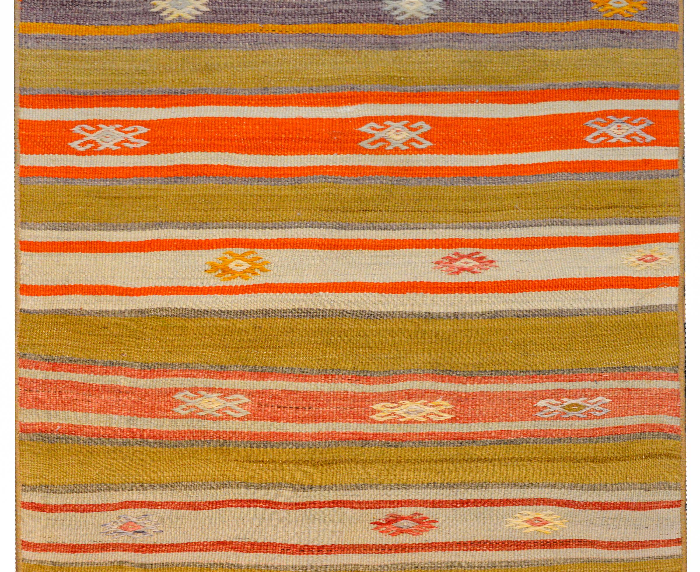 Vegetable Dyed Gorgeous Early 20th Century Konya Kilim Runner For Sale