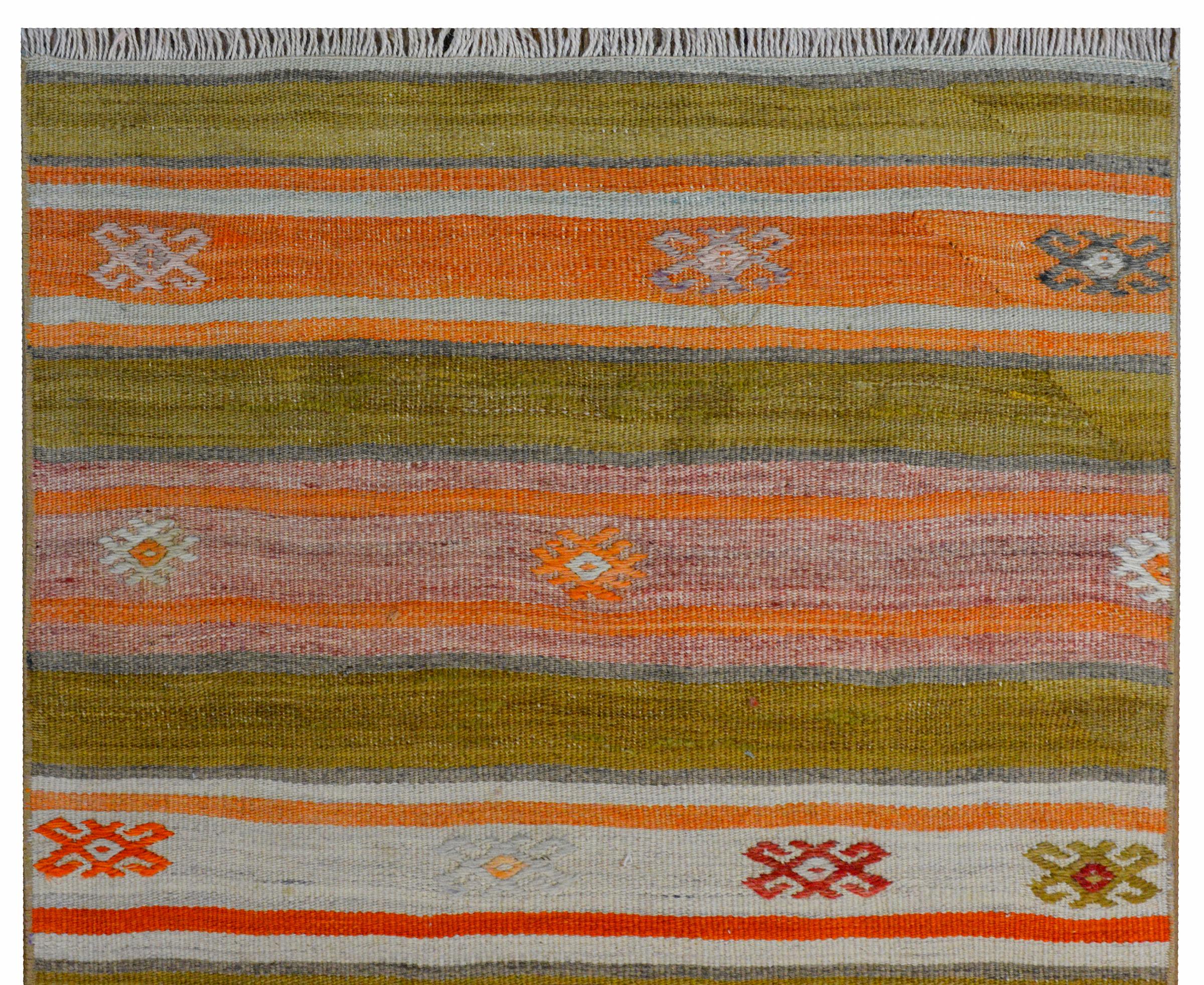 Gorgeous Early 20th Century Konya Kilim Runner In Good Condition For Sale In Chicago, IL