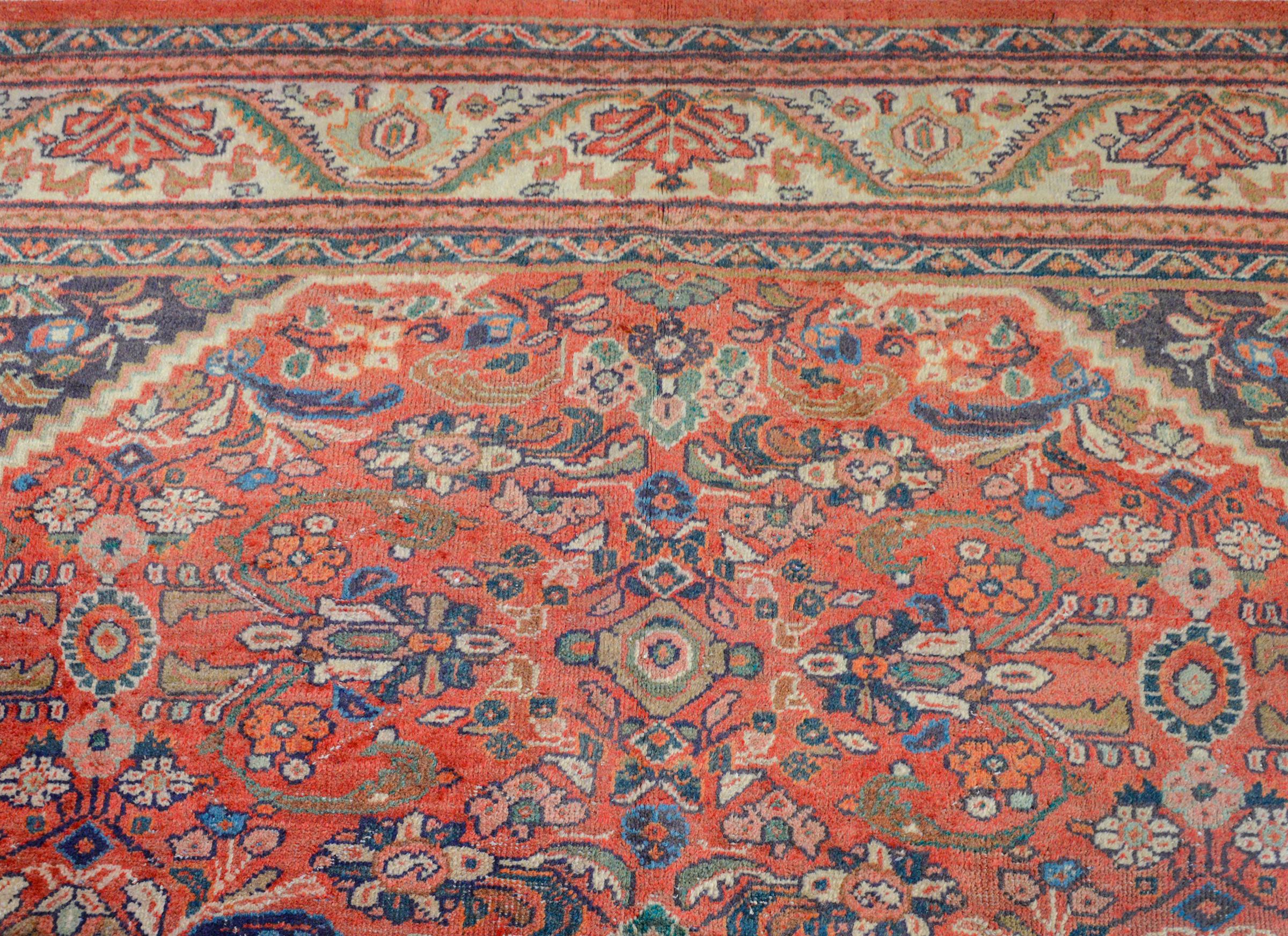Vegetable Dyed Gorgeous Early 20th Century Mahal Rug