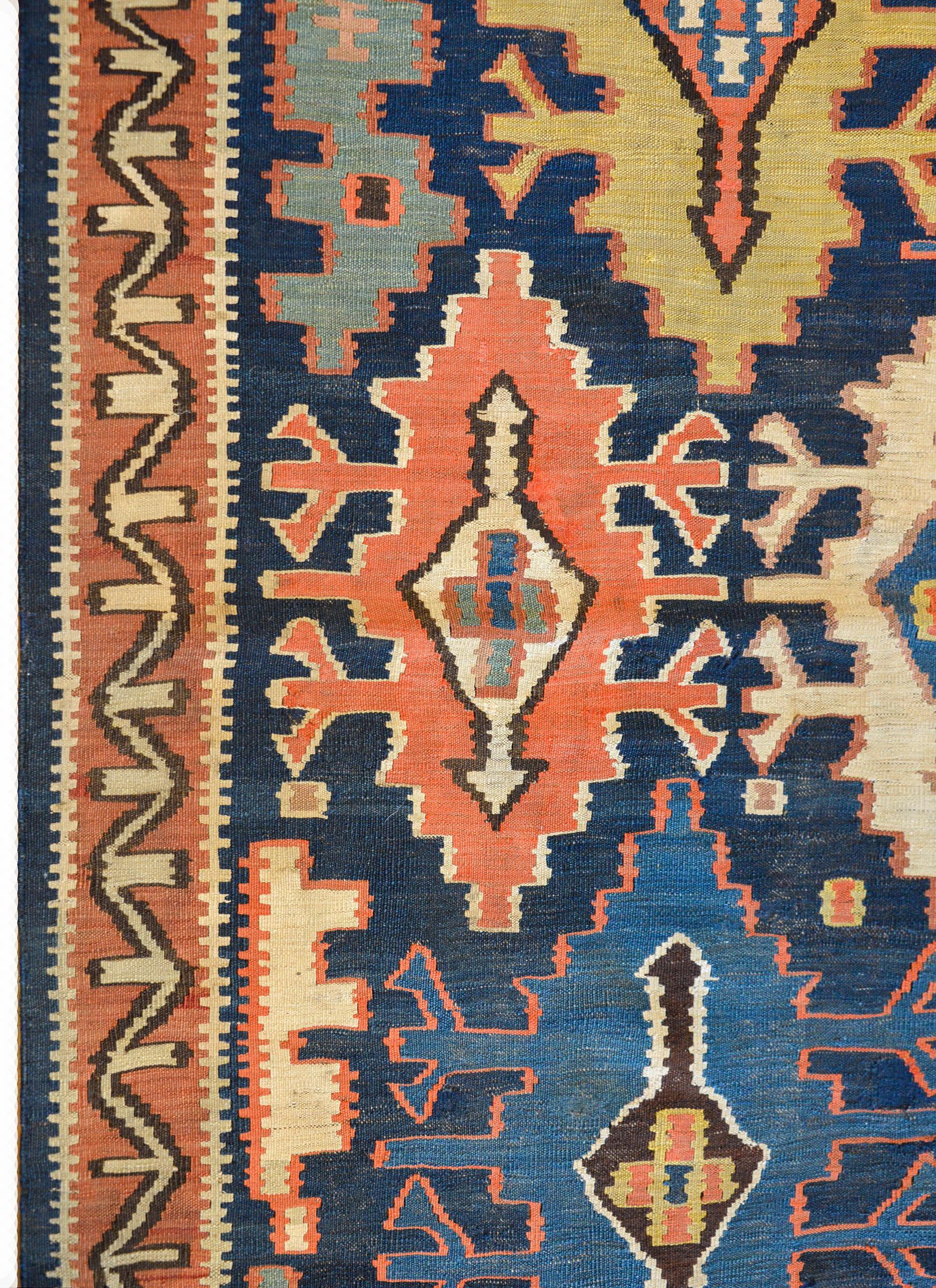 Gorgeous Early 20th Century Kuba Kilim Rug In Good Condition In Chicago, IL