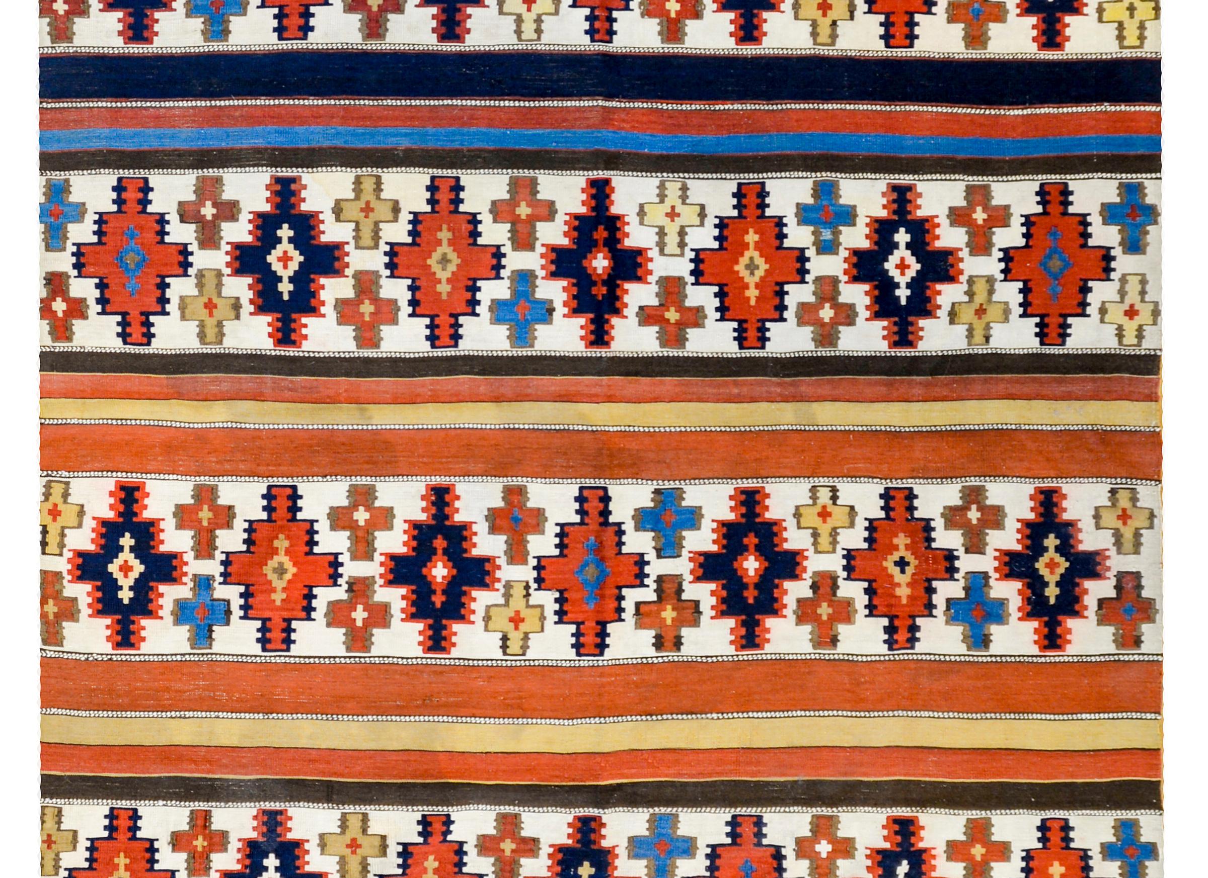 Gorgeous Early 20th Century Shahsevan Kilim Runner In Good Condition For Sale In Chicago, IL