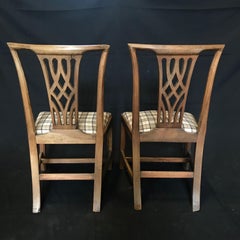 Gorgeous Early British Chairs Newly Reupholstered in Neutral British Tartan