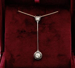 Gorgeous Early Deco 1.15 Carat Diamond VVS Target Drop Negligee Necklace
