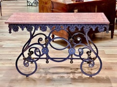 Gorgeous Early French Pastry Table, Caunes Pink Marble top