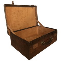 Antique Gorgeous Edwardian Crocodile leather Suitcase