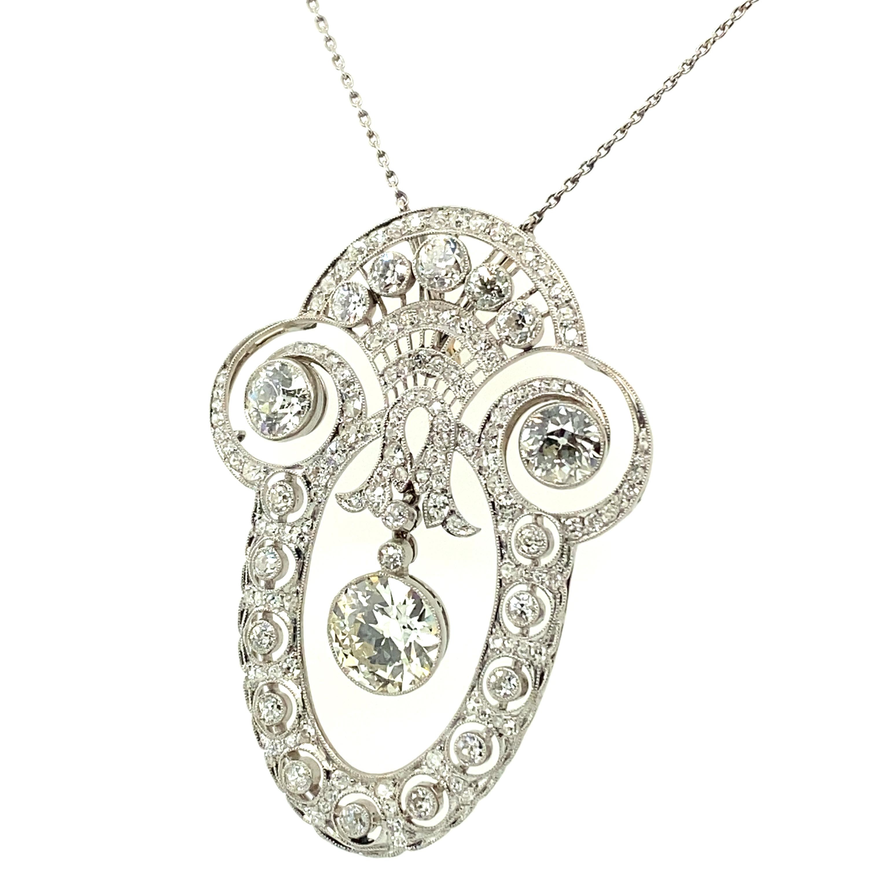 Magnifique collier de diamants édouardiens en platine 950 en vente 6
