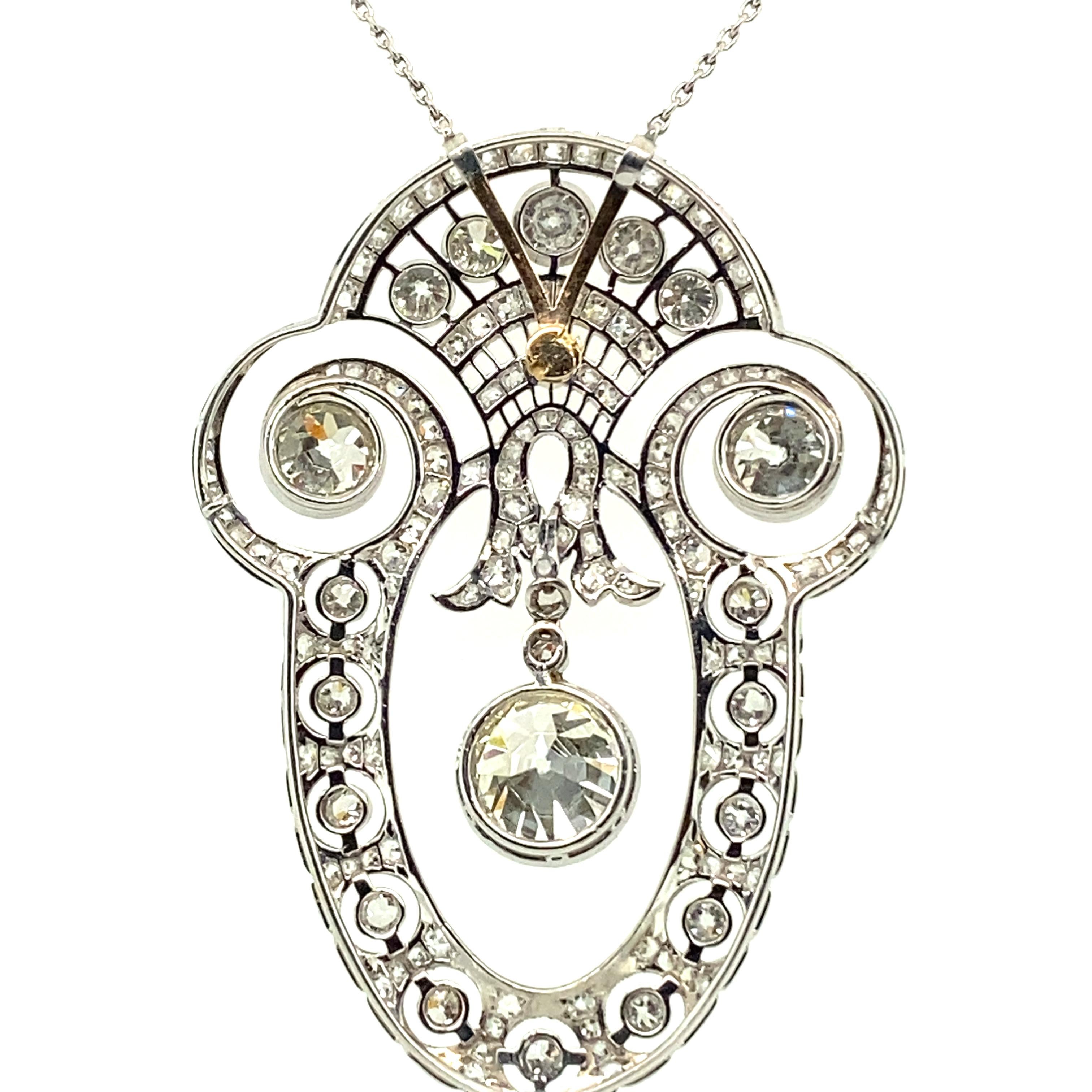 Wunderschöne edwardianische Diamant-Halskette aus Platin 950 im Angebot 7