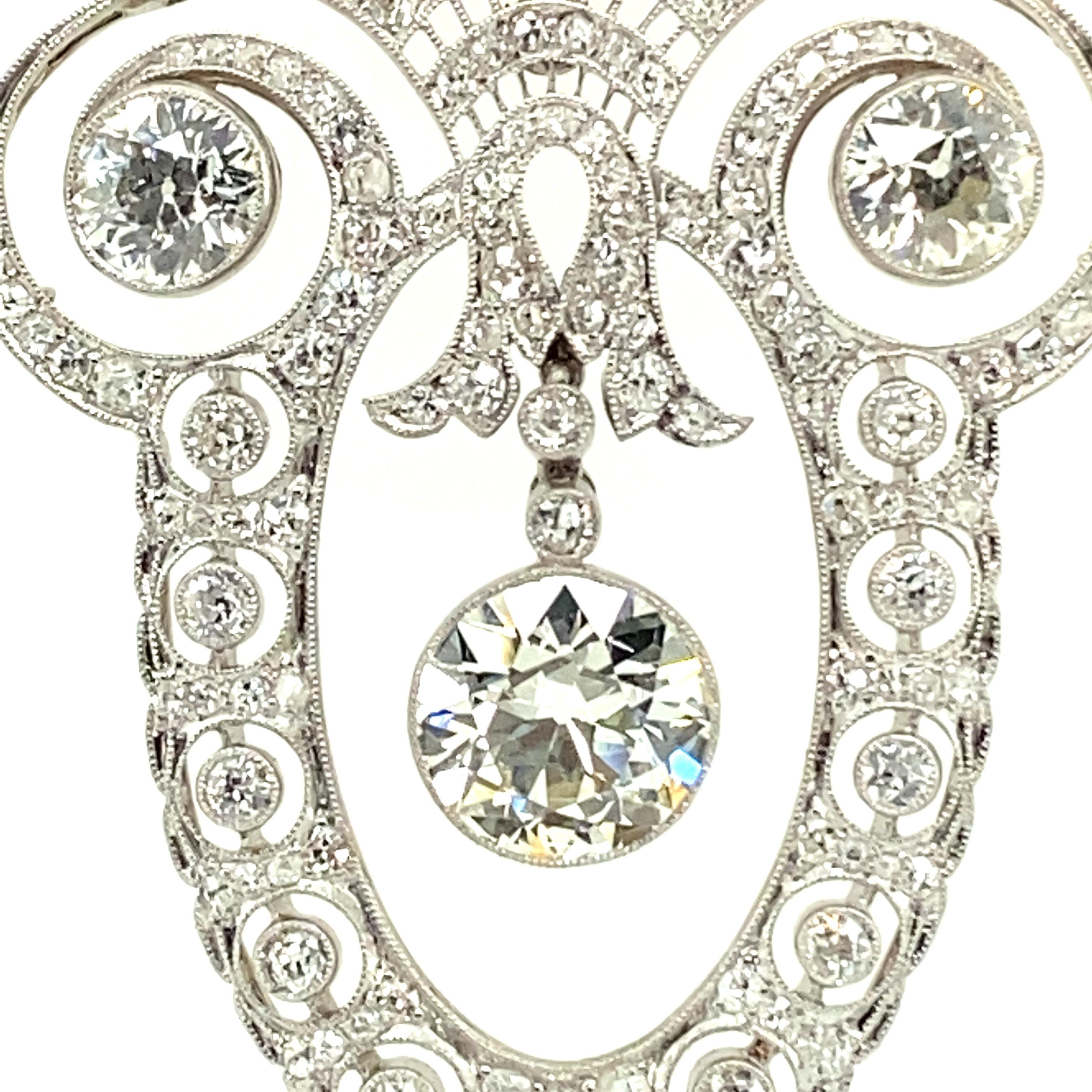Magnifique collier de diamants édouardiens en platine 950 en vente 2
