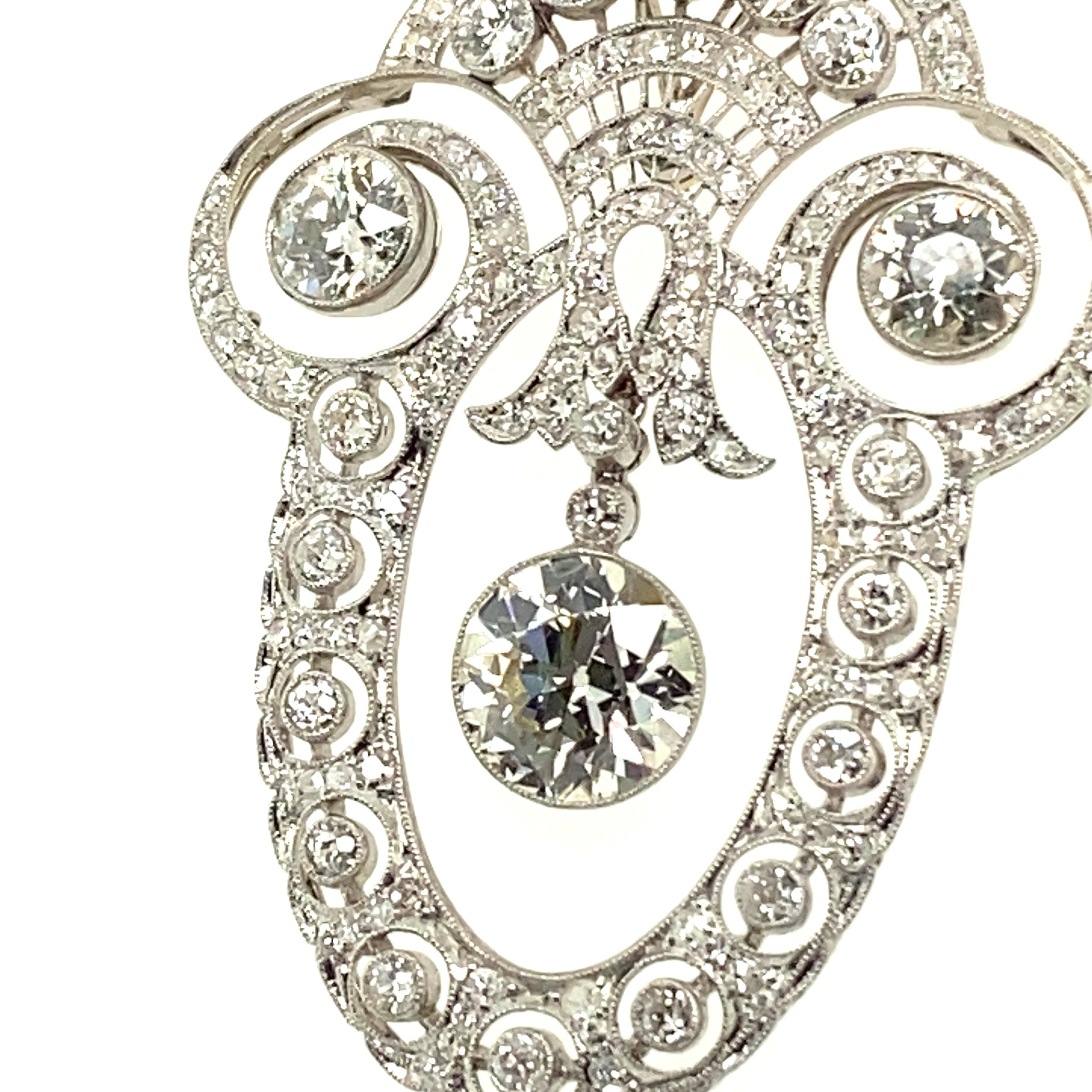Gorgeous Edwardian Diamond Necklace in Platinum 950 For Sale 4
