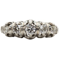 Antique Gorgeous Edwardian Platinum 5 Stones Diamonds Ring