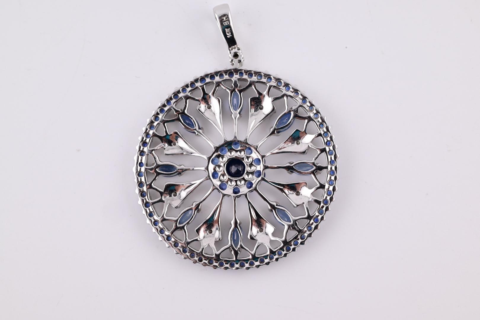 Gorgeous EFFY BH Diamond & Sapphire Pendant 14K White Gold 1