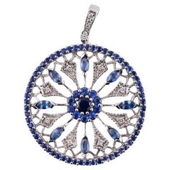Gorgeous EFFY BH Diamond & Sapphire Pendant 14K White Gold