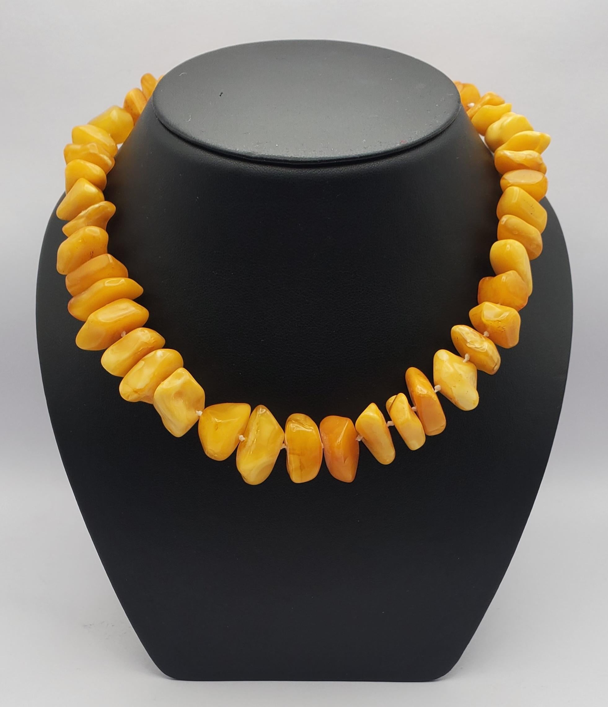 Bead Gorgeous Egg Yolk Baltic Amber Graduated Necklace  For Sale