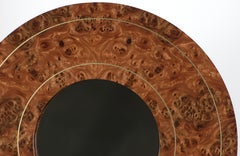 Gorgeous Elm Burl Inlaid Round Mirror