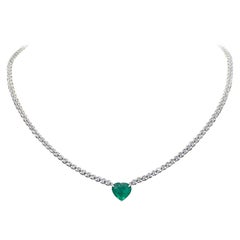Wunderschöne Smaragd- und Diamant-Halskette aus 18 Karat Weißgold